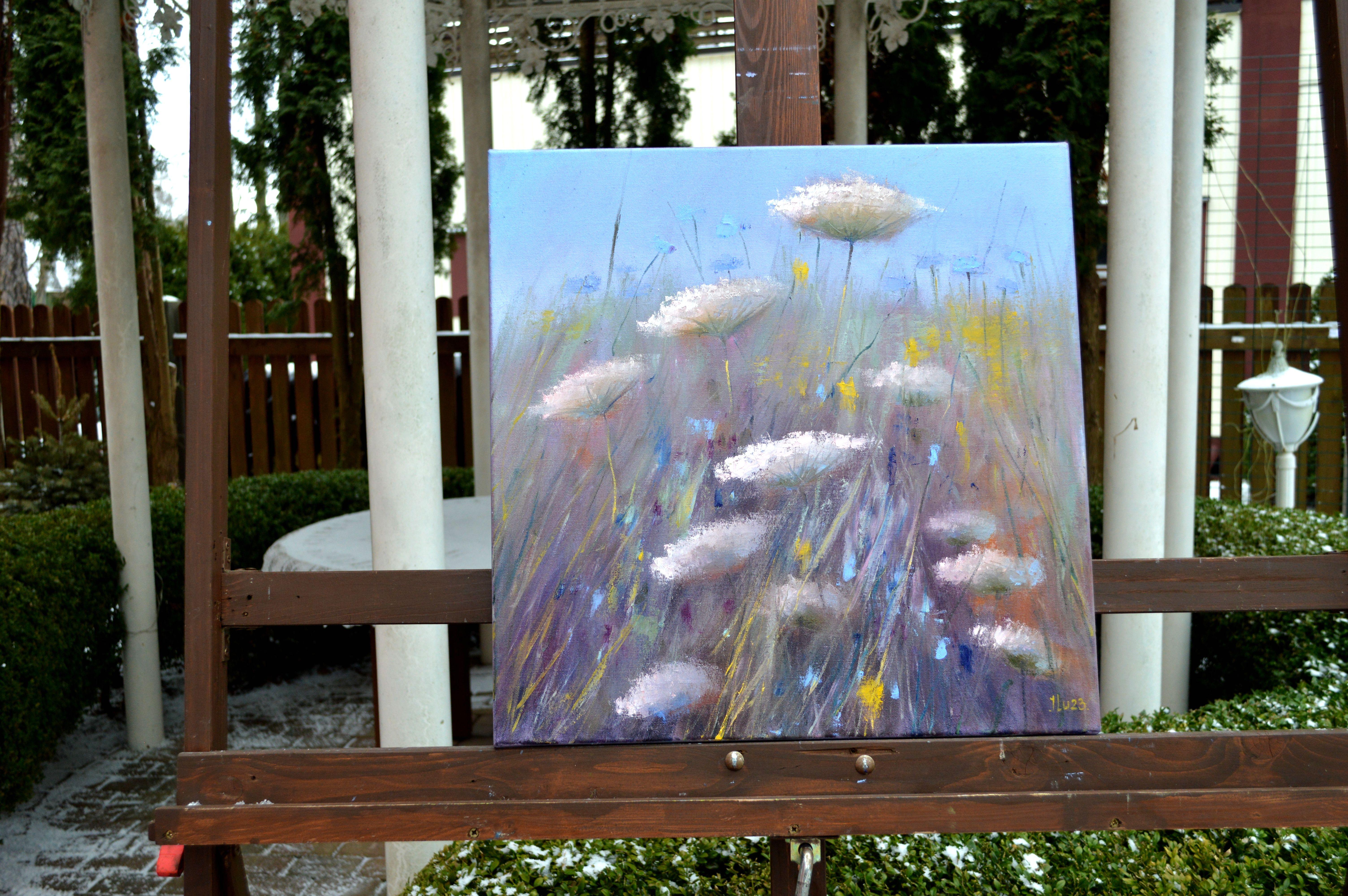 Wildblumen 50X50 Öl auf Leinwand im Angebot 1