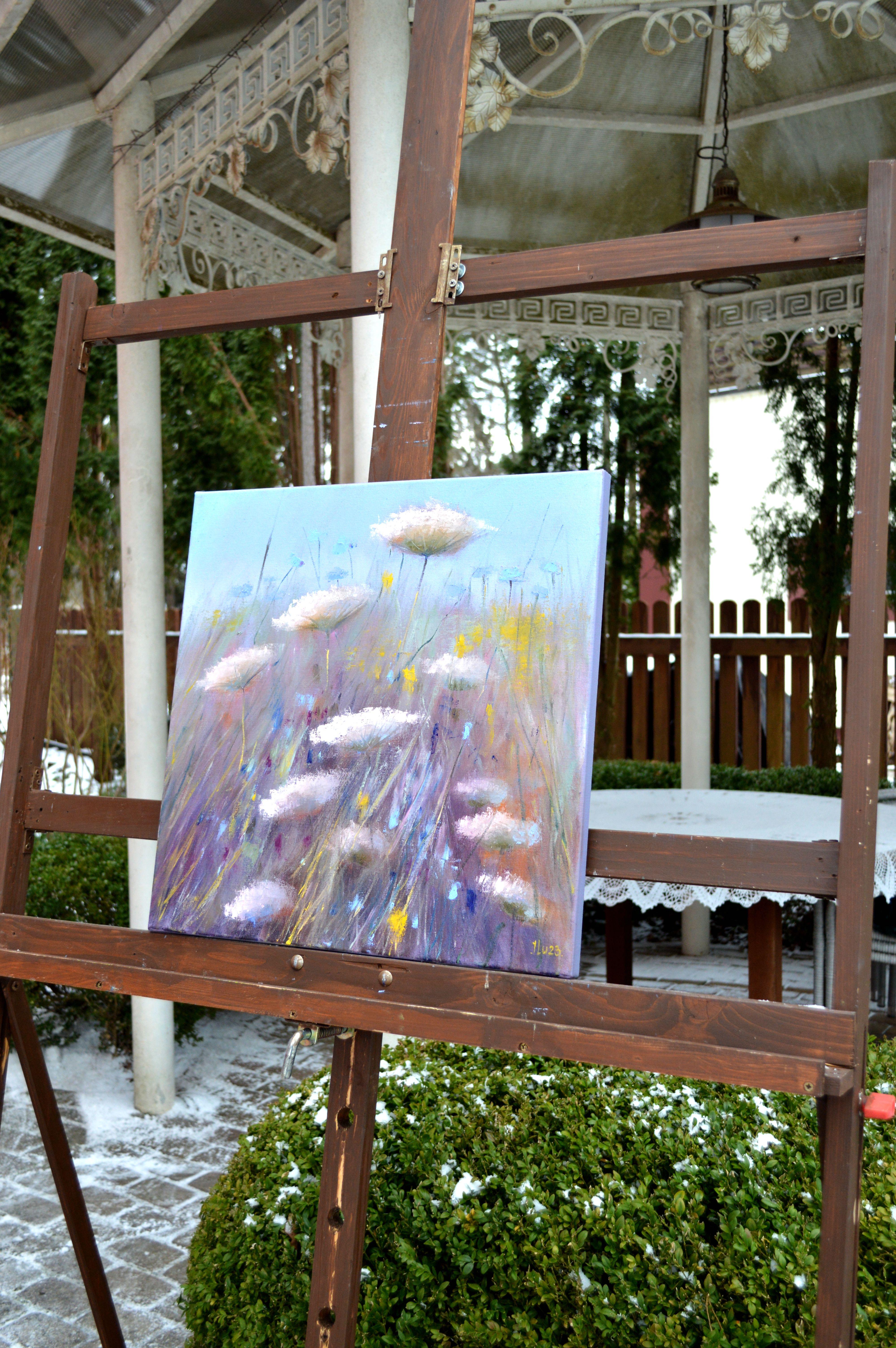 Wildblumen 50X50 Öl auf Leinwand im Angebot 4