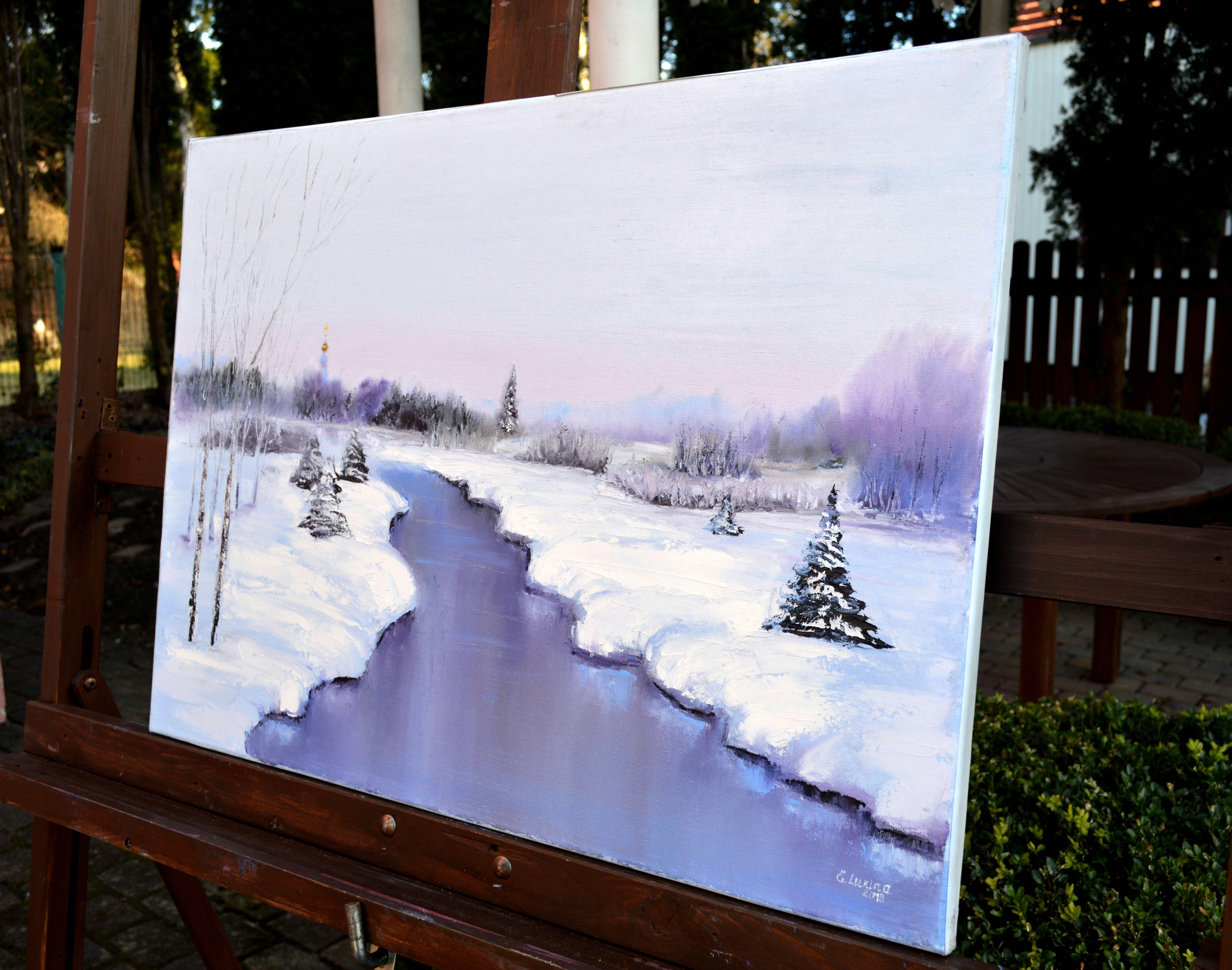 WINTER SALE! Winter landscape 50X70 oil painting For Sale 2