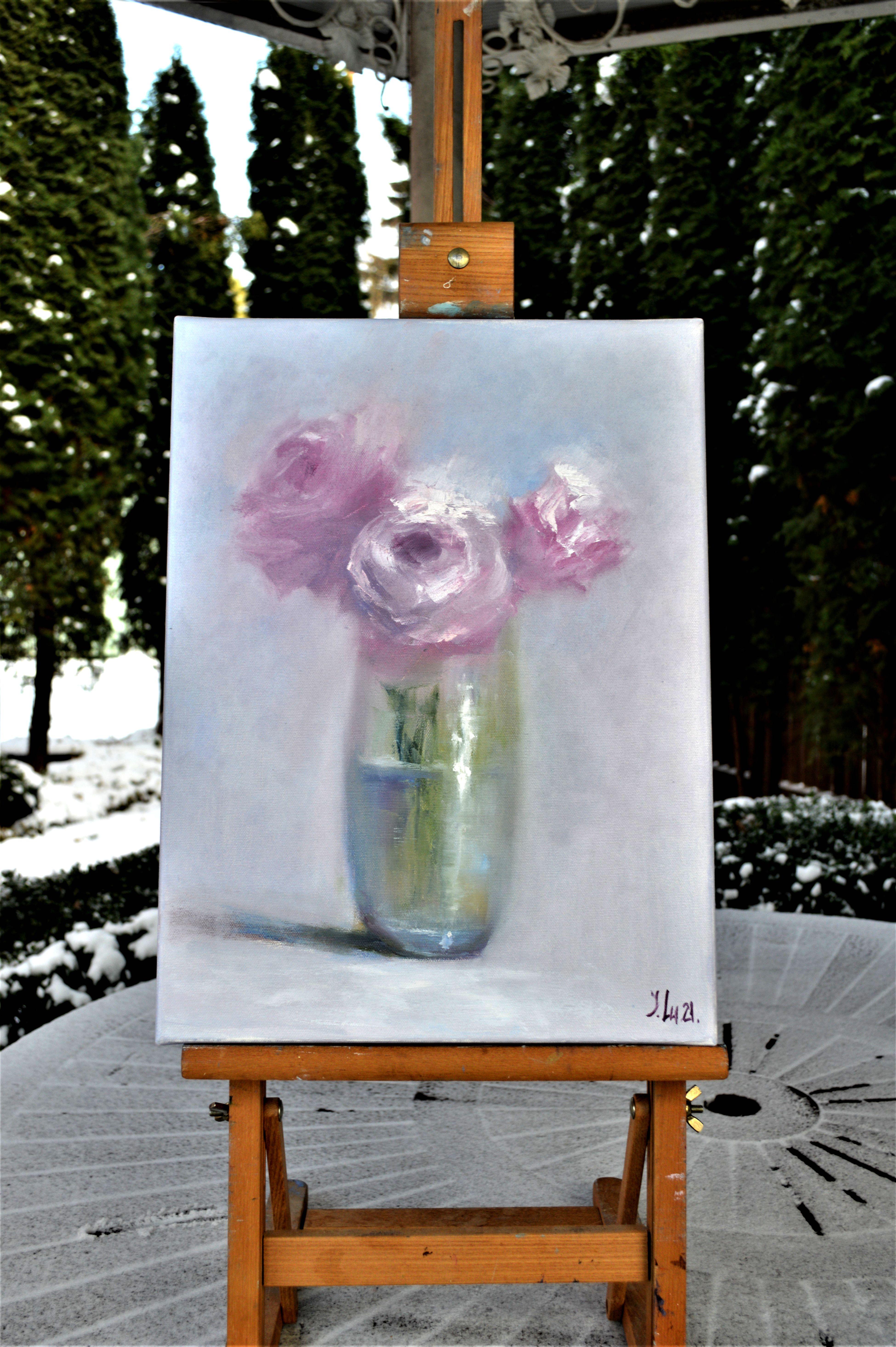 Winter roses 40X30 - Painting by Elena Lukina