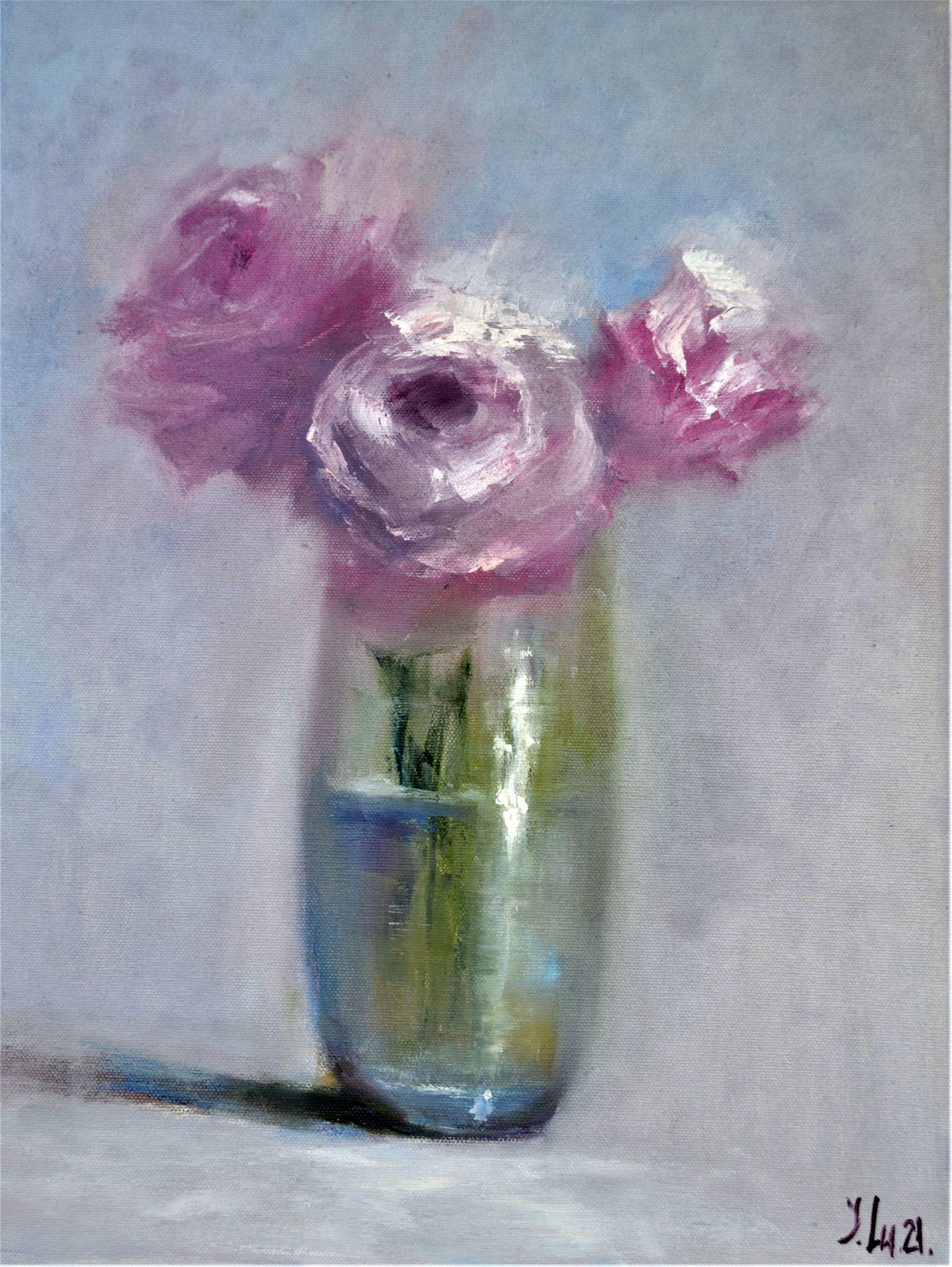 Elena Lukina Still-Life Painting - Winter roses 40X30