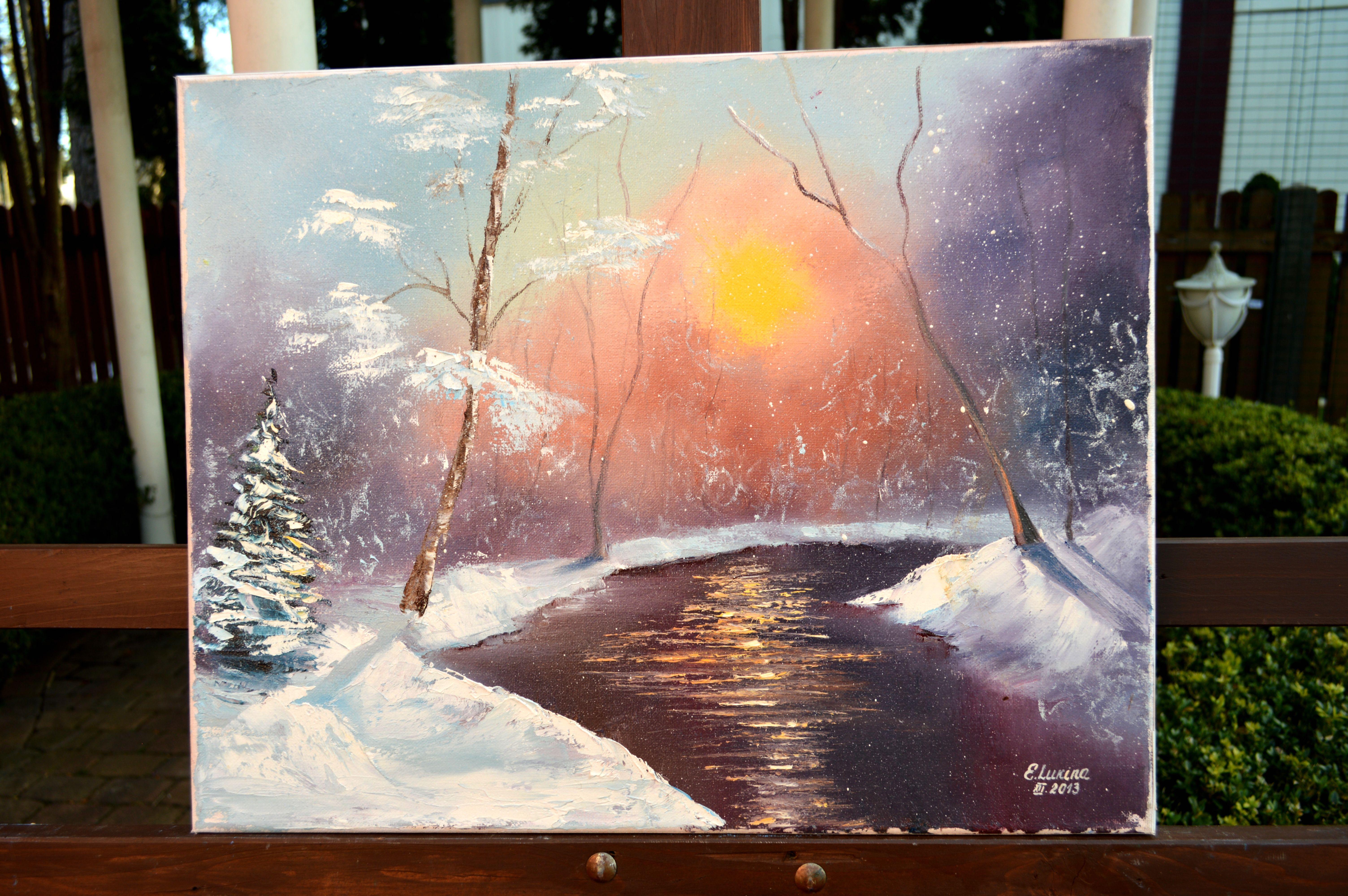 WINTER SALE!  Before Christmas 40X50 oi painting For Sale 1