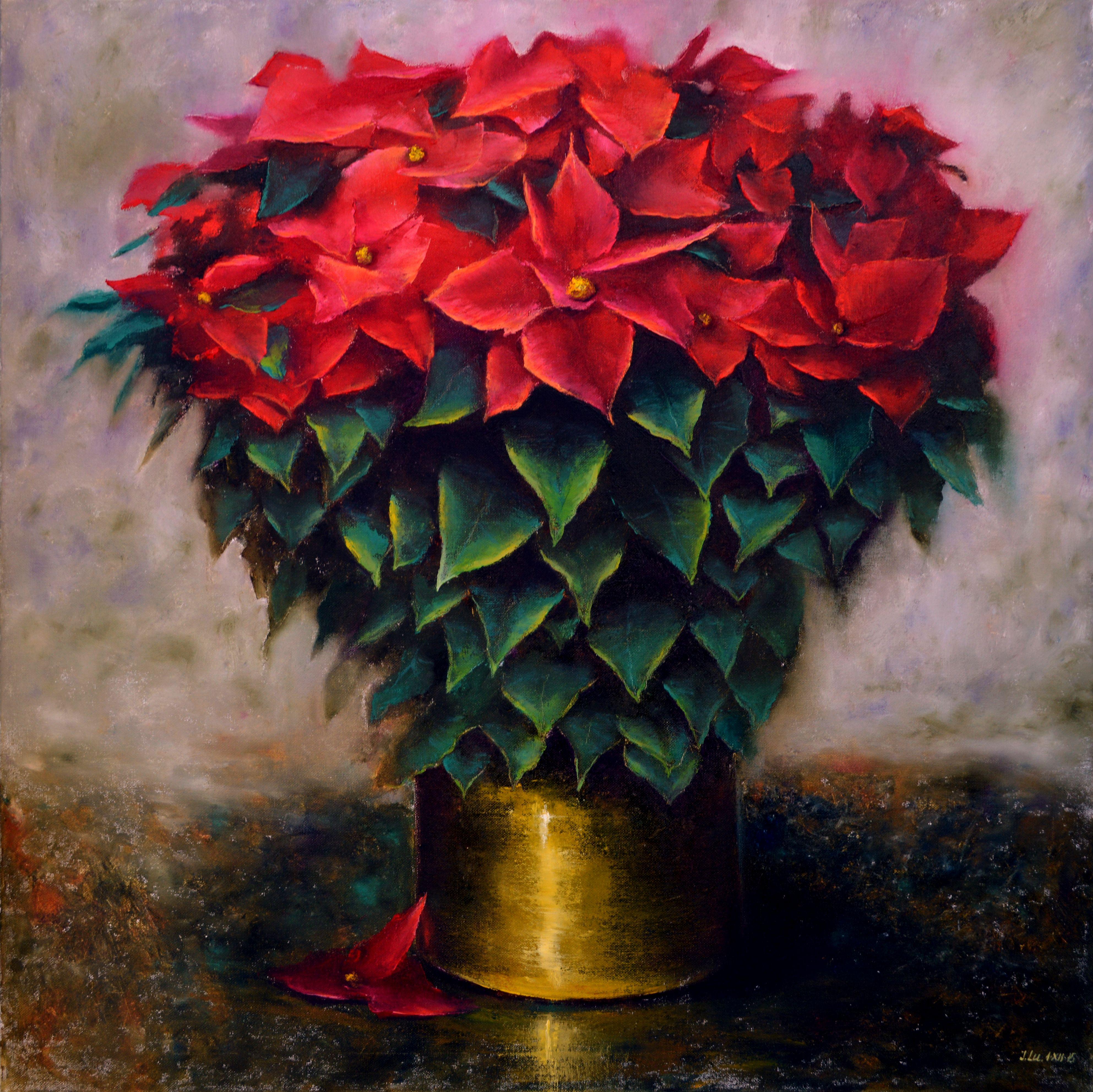 Elena Lukina Interior Painting - WINTER SALE! Christmas souvenir 80X80 oil painting