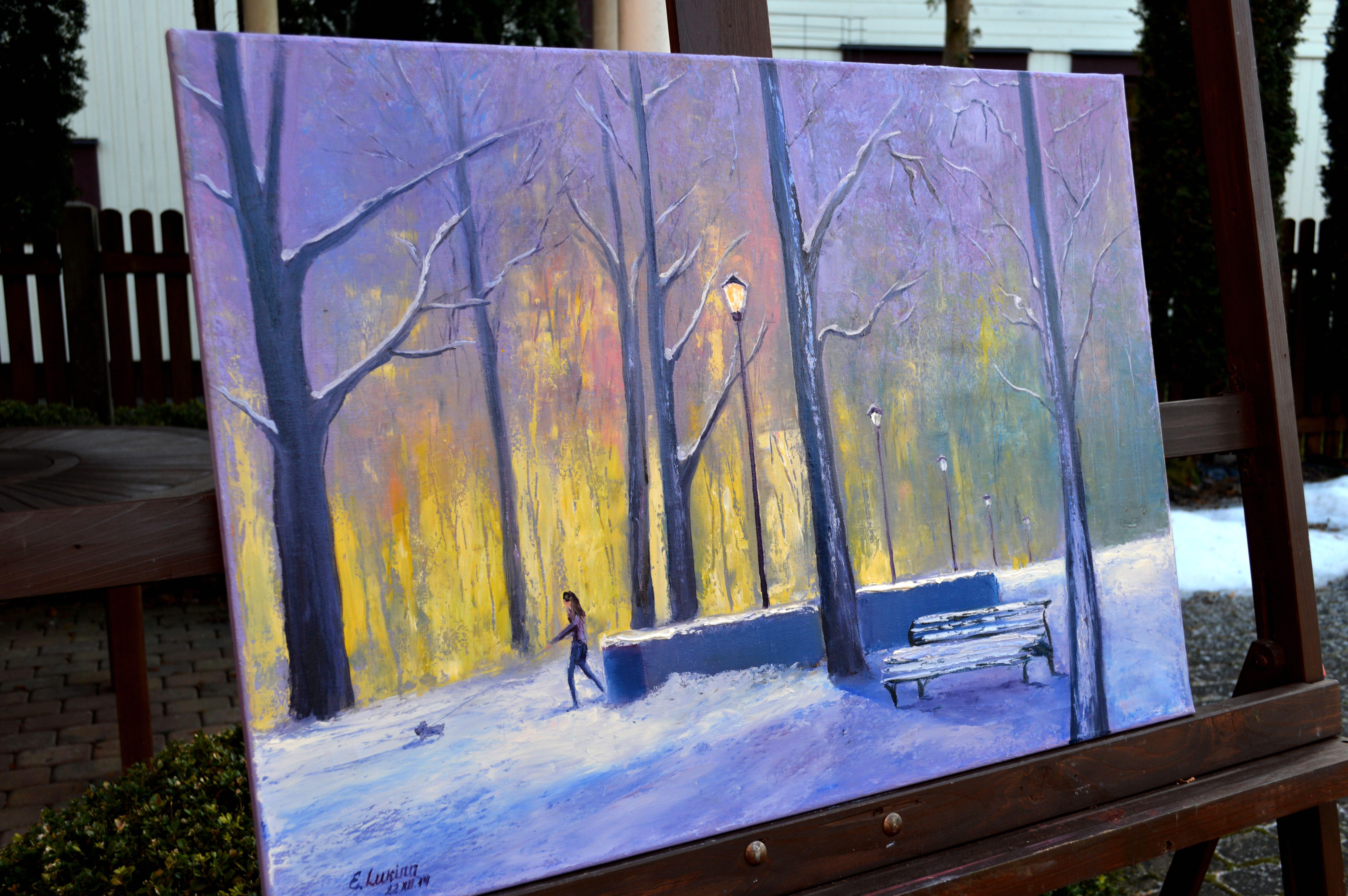 A WINTER SALE ! Peinture à l'huile « In winter park 50X70 » en vente 1