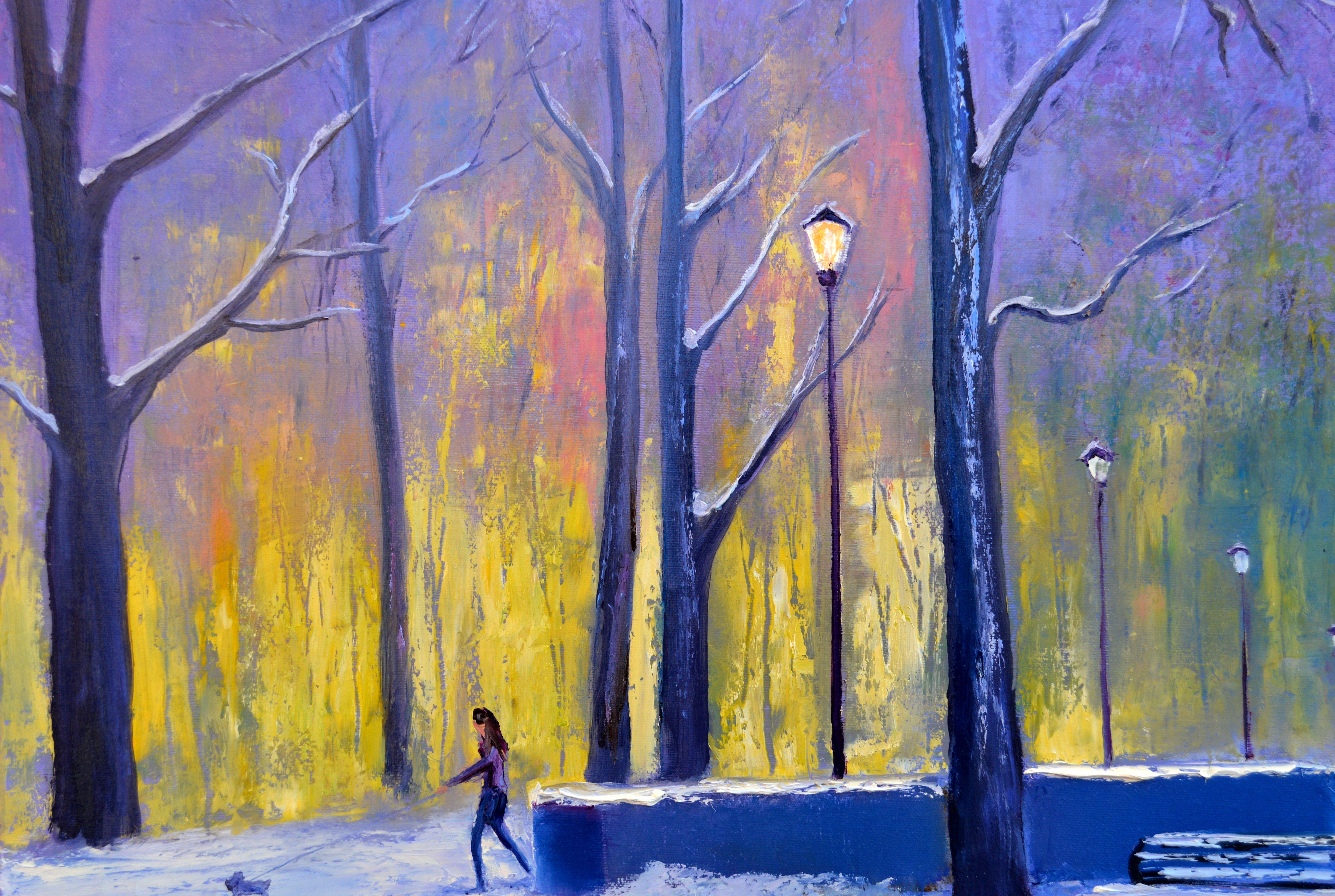 WINTER SALE! In winter park 50X70 oil painting For Sale 3