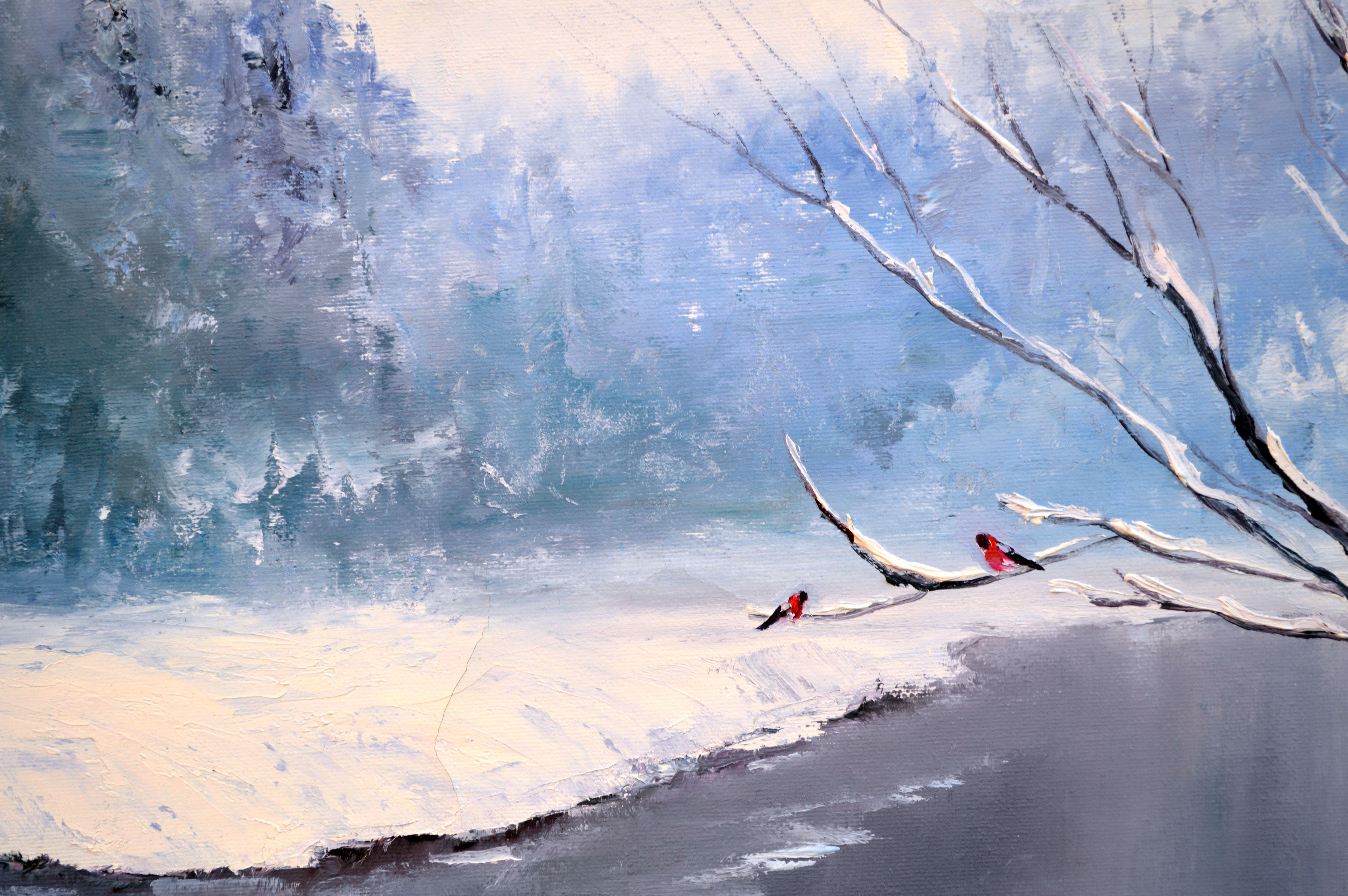WINTER SALE!  Winter day 40X50 oi painting For Sale 1
