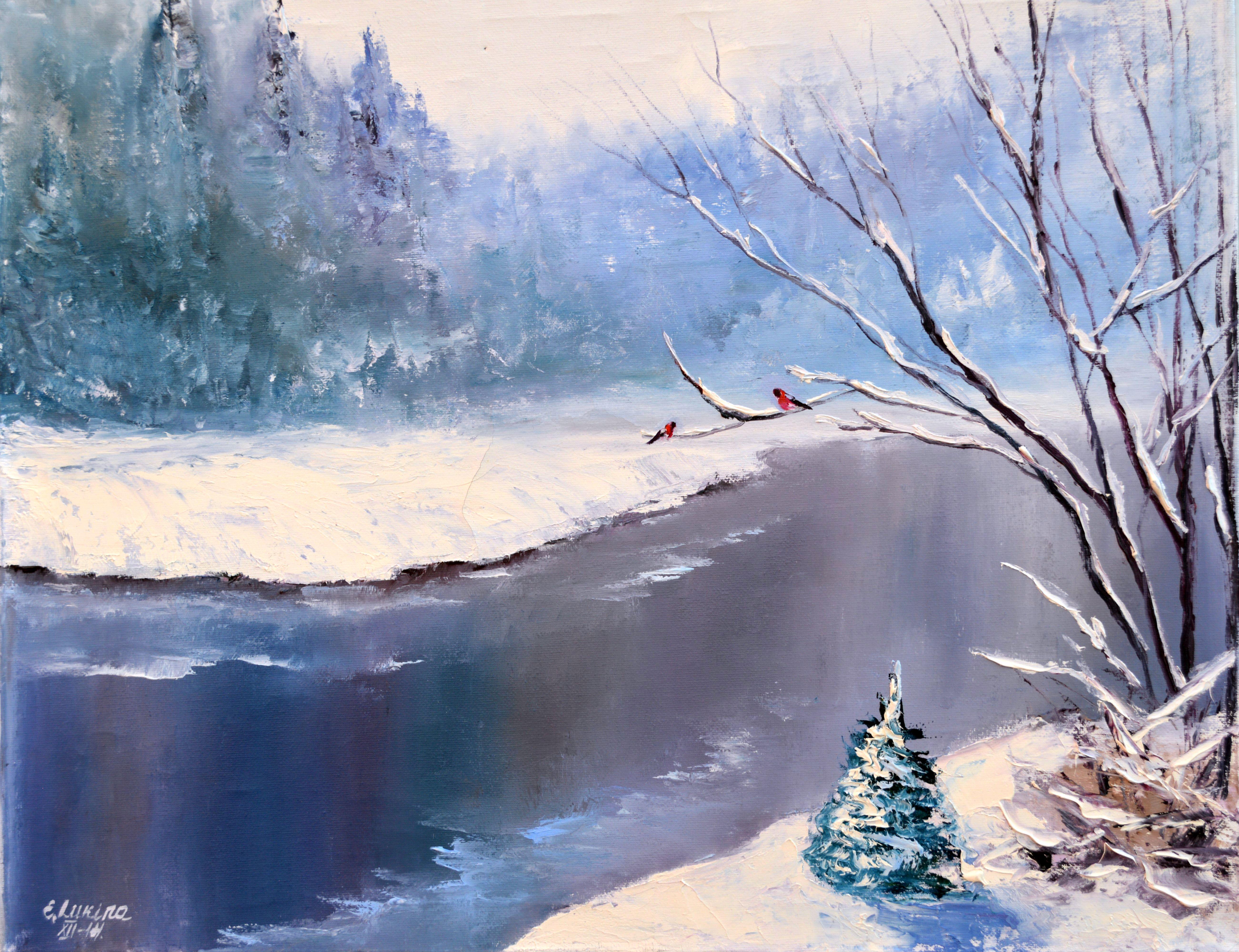 Elena Lukina Interior Painting - WINTER SALE!  Winter day 40X50 oi painting