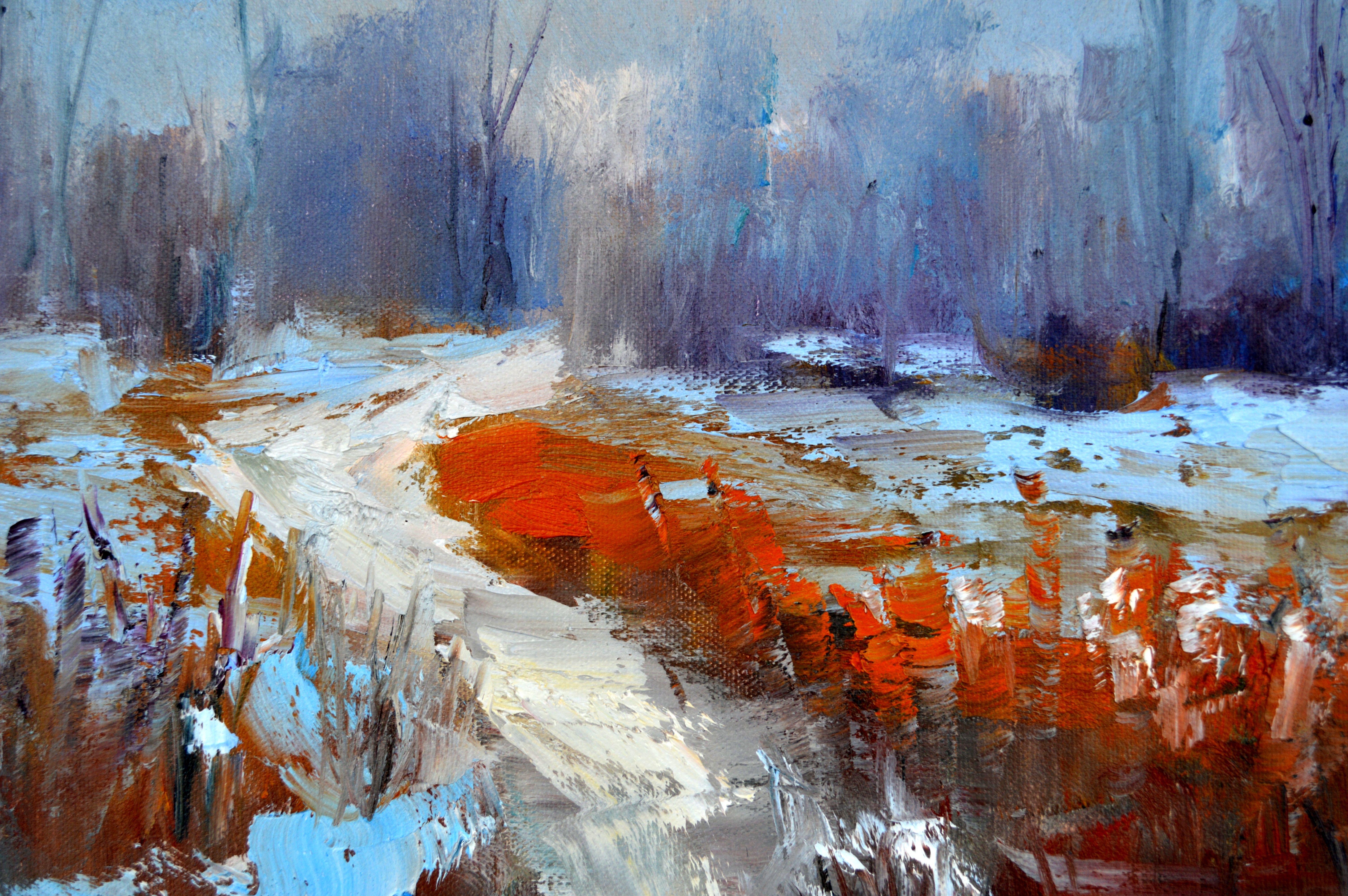 Winter sketch Path to the river 30X30 For Sale 9