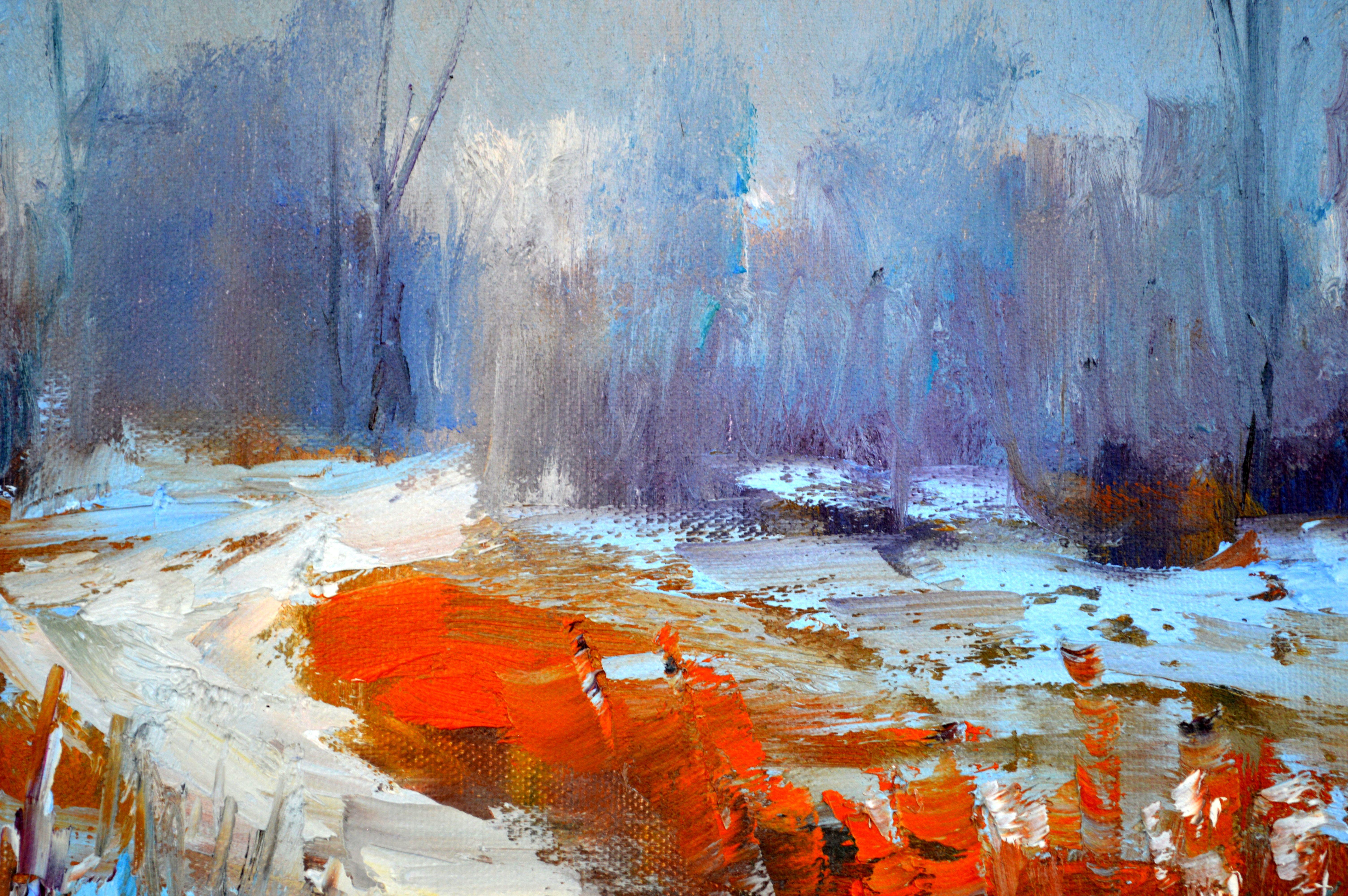Boceto de invierno Camino del río 30X30 en venta 11
