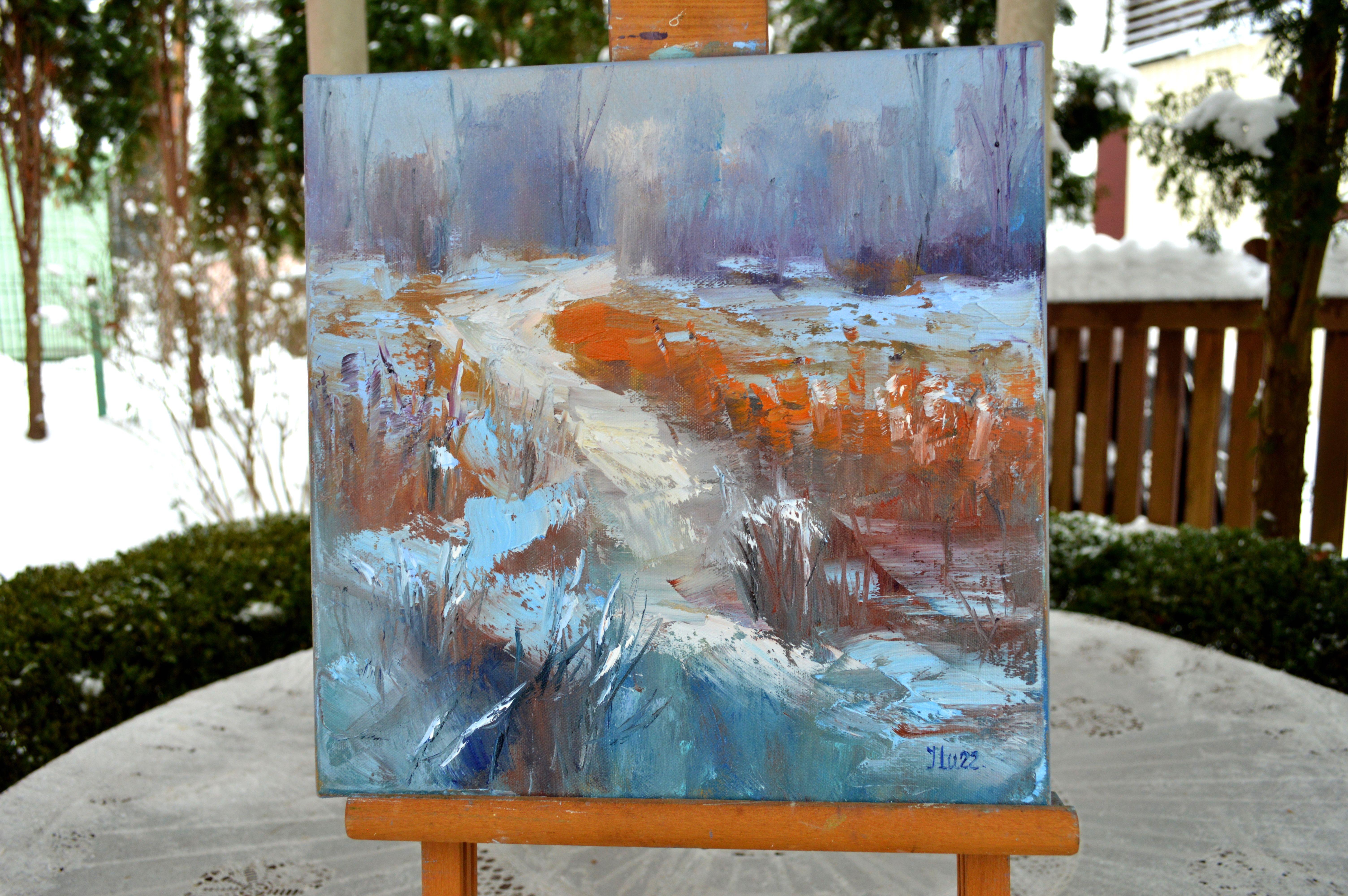 Winter sketch Path to the river 30X30 For Sale 2