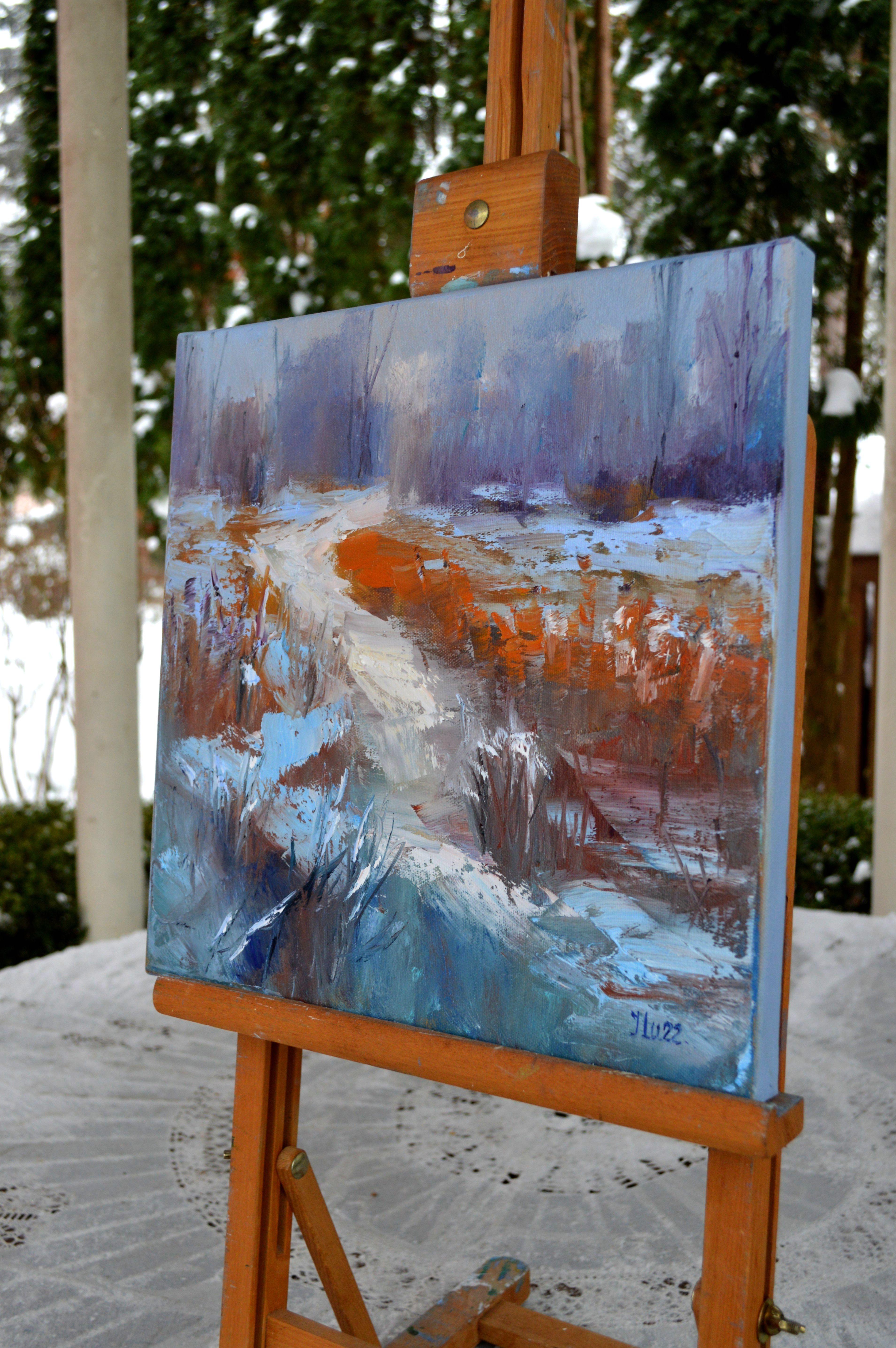 Winter sketch Path to the river 30X30 For Sale 4