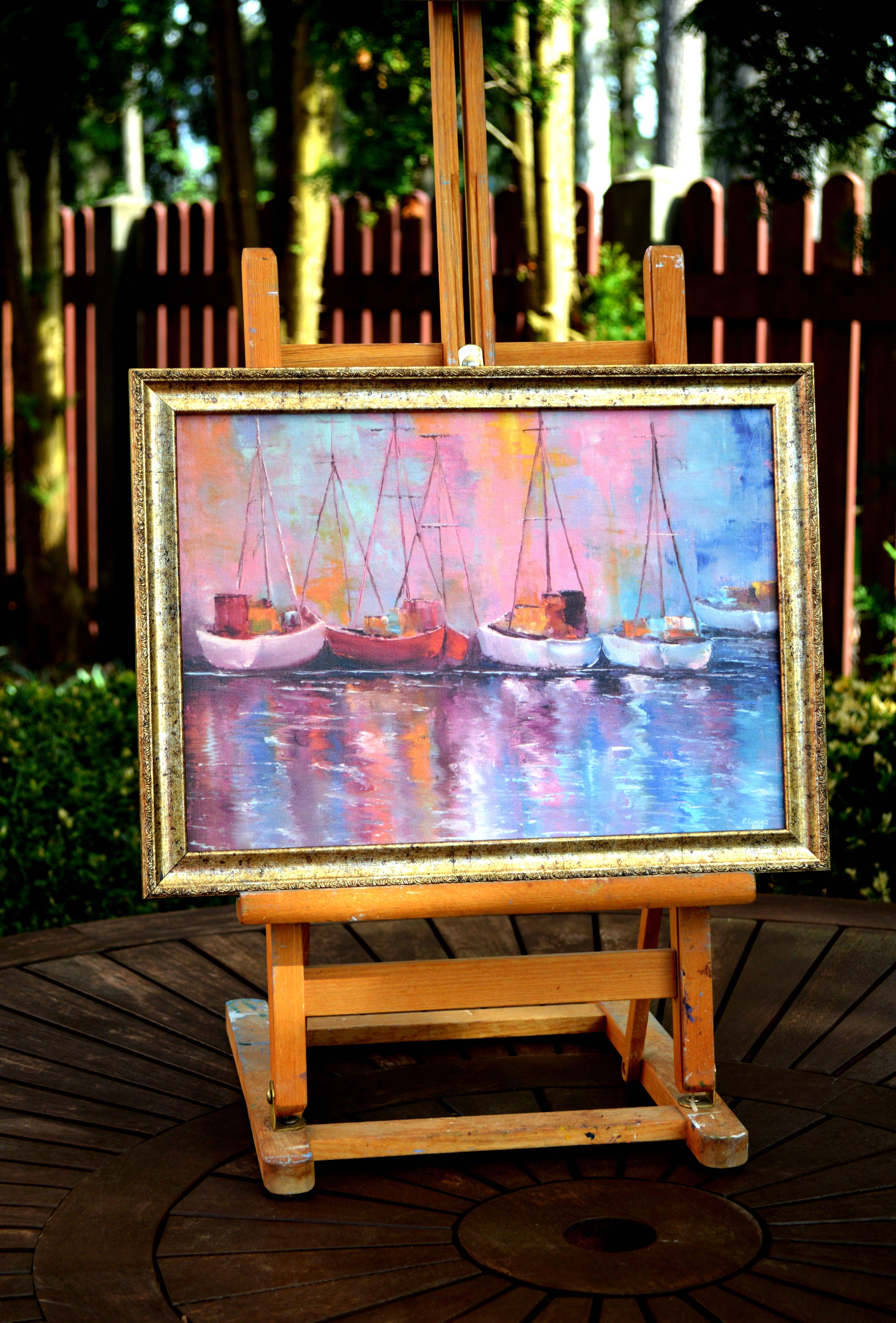 Yachts - Expressionist Painting by Elena Lukina