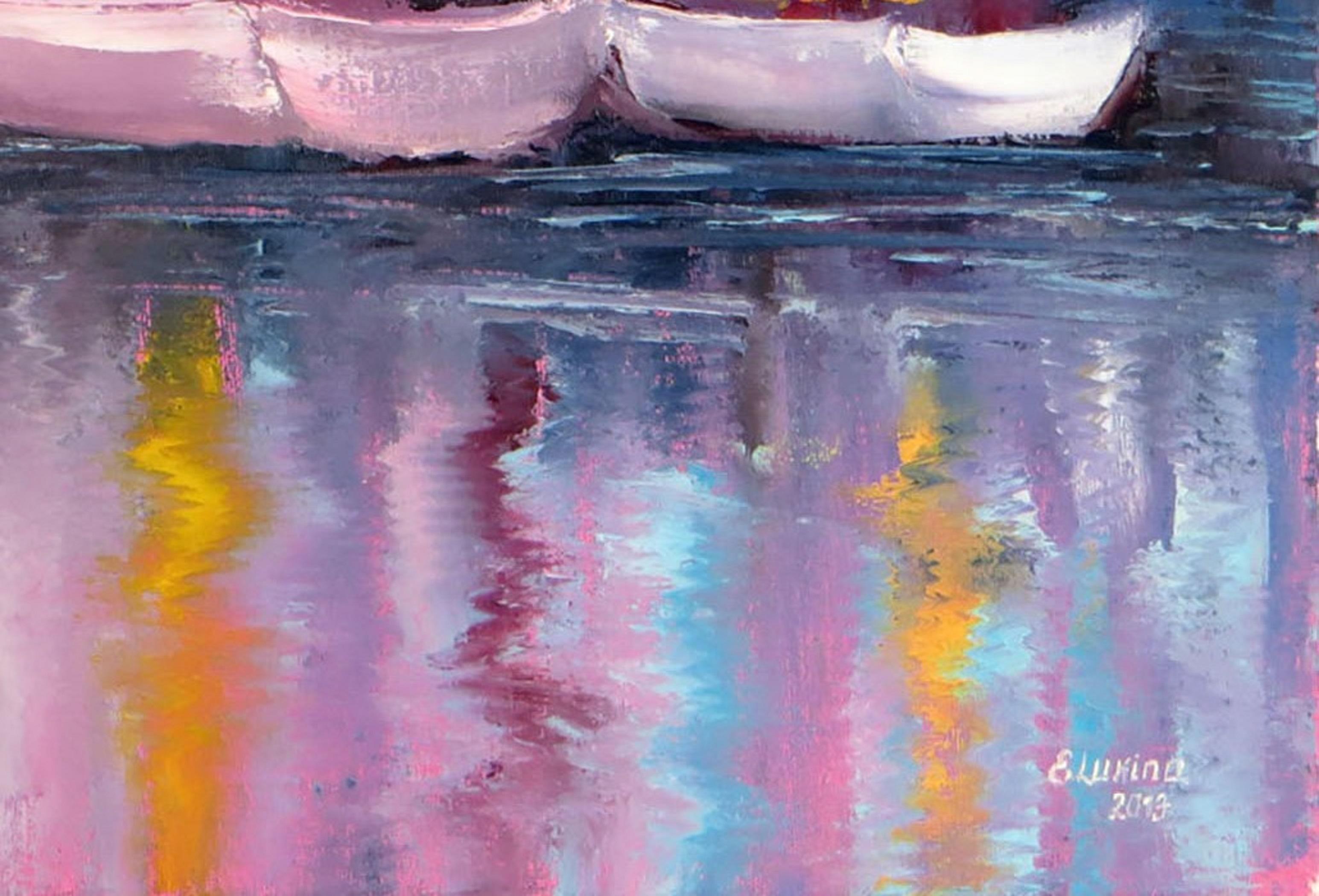 Jachten (Expressionismus), Painting, von Elena Lukina