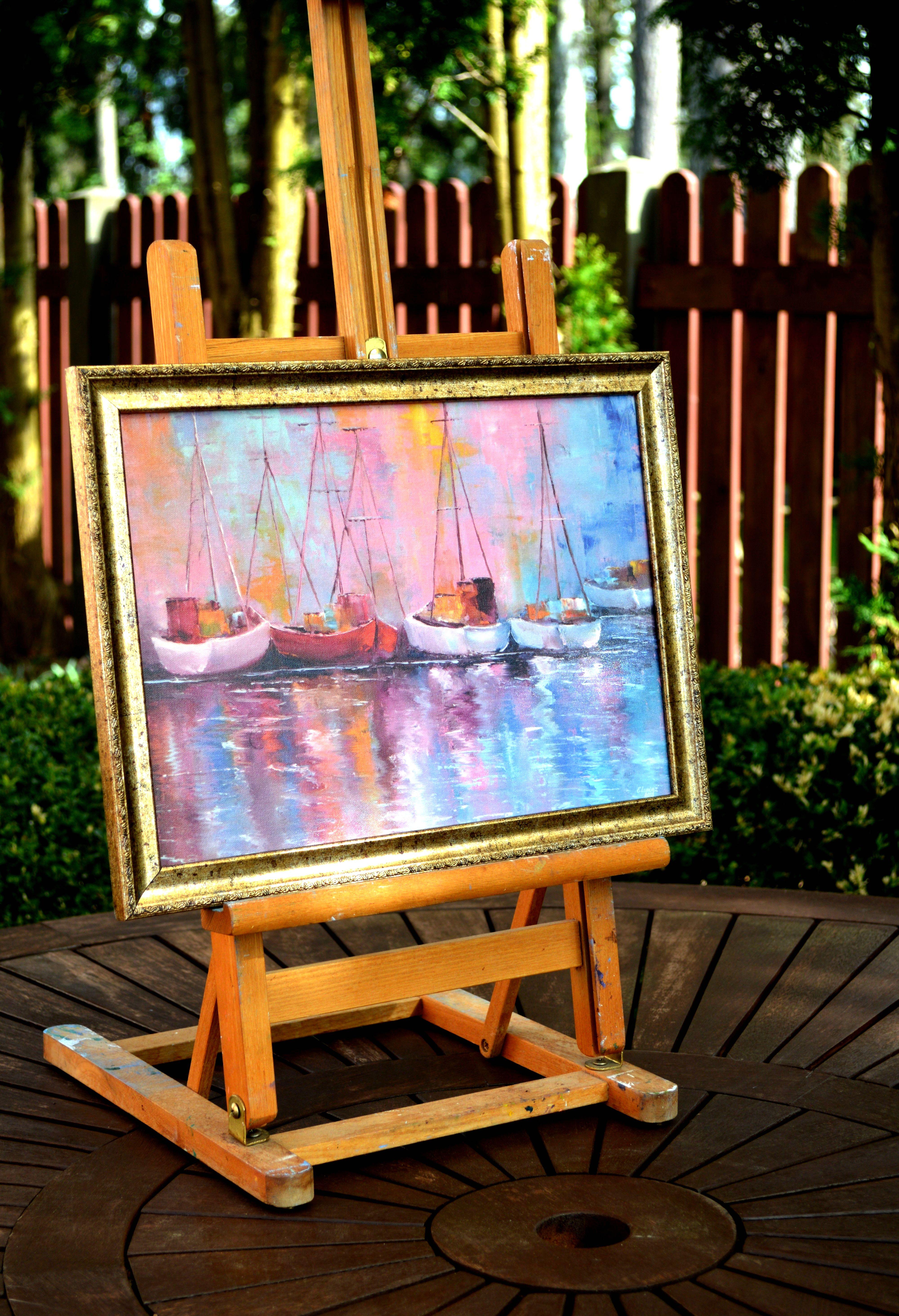 Yachts - Gray Interior Painting by Elena Lukina