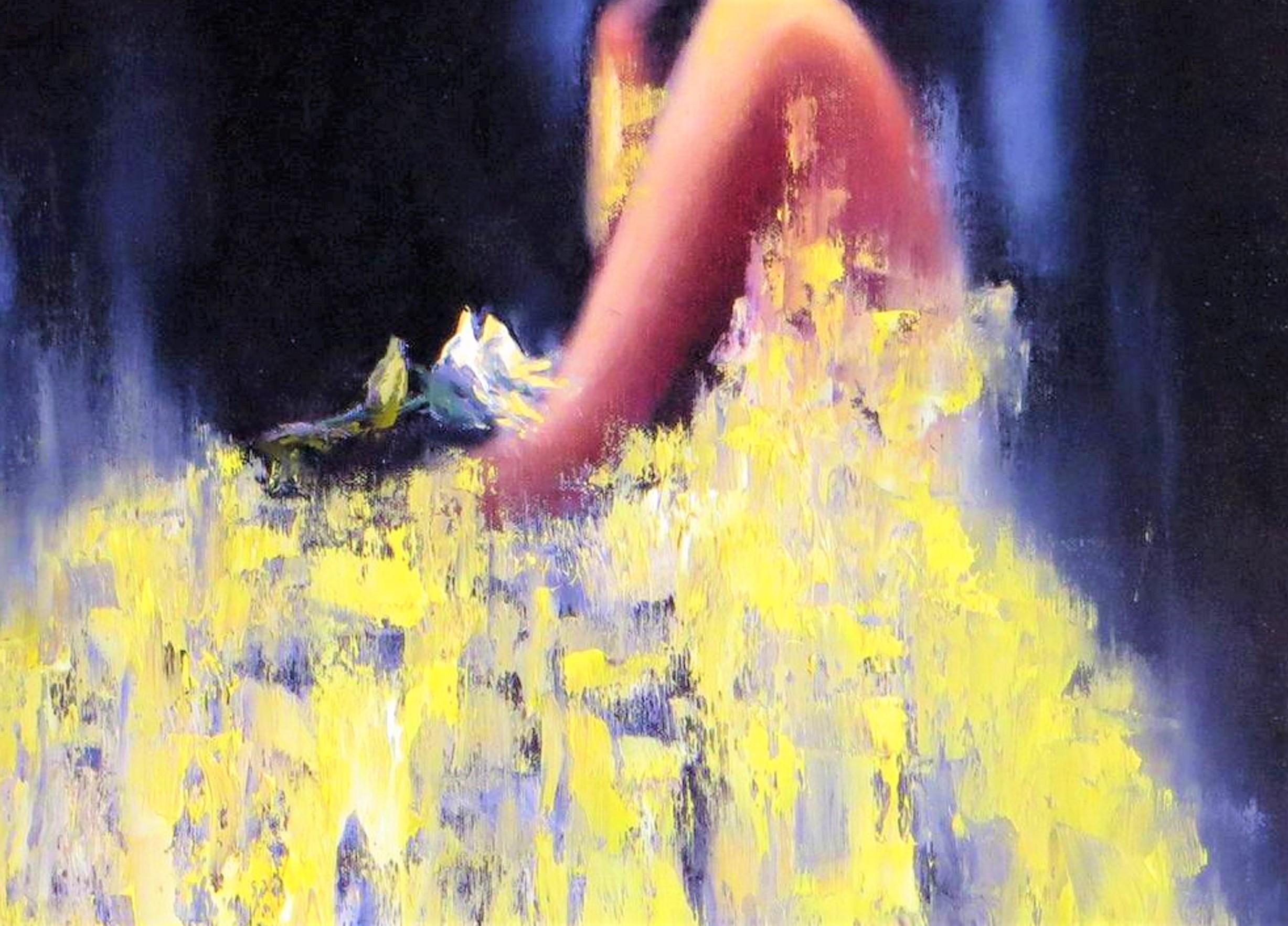 Gelbe Rose – Painting von Elena Lukina