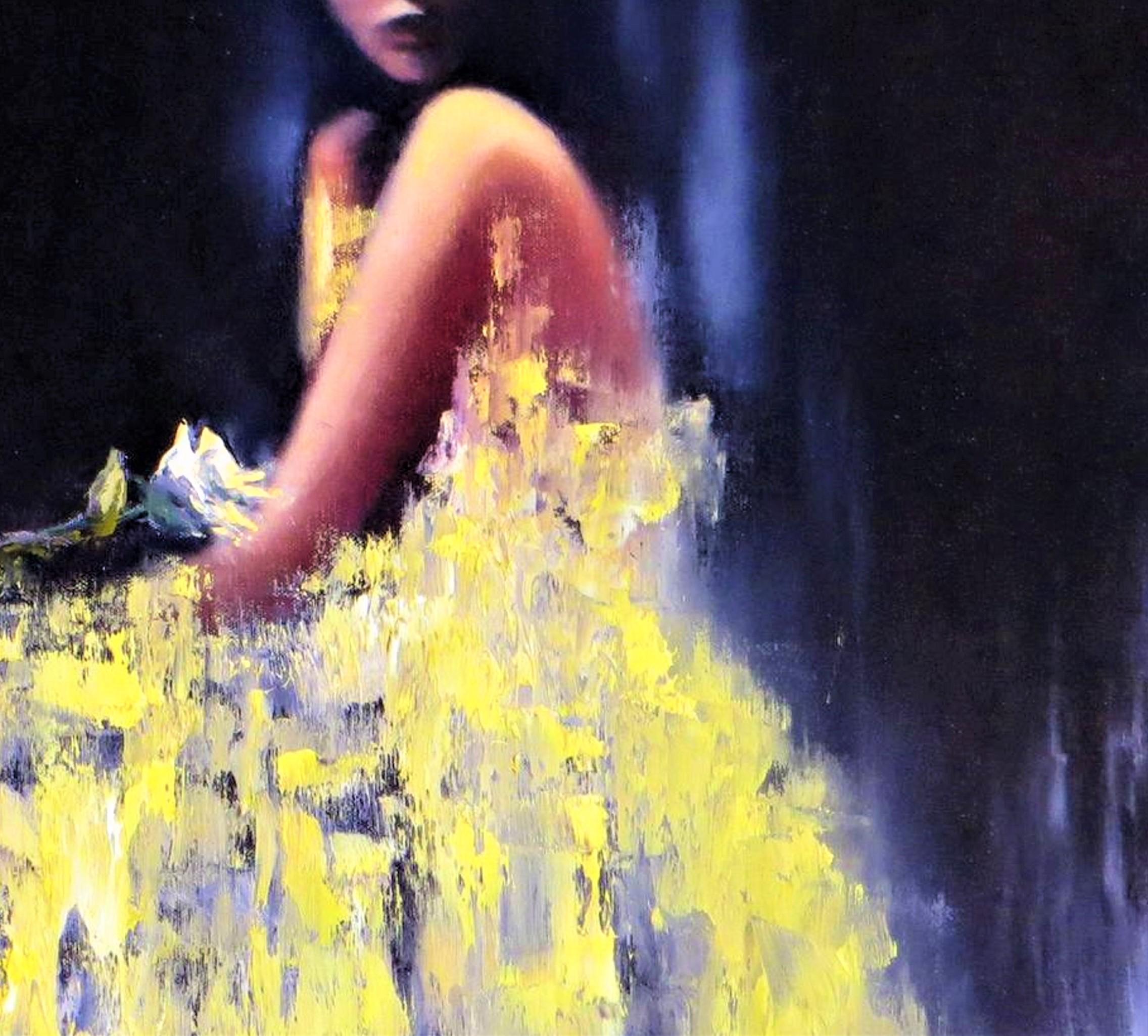 Gelbe Rose (Expressionismus), Painting, von Elena Lukina