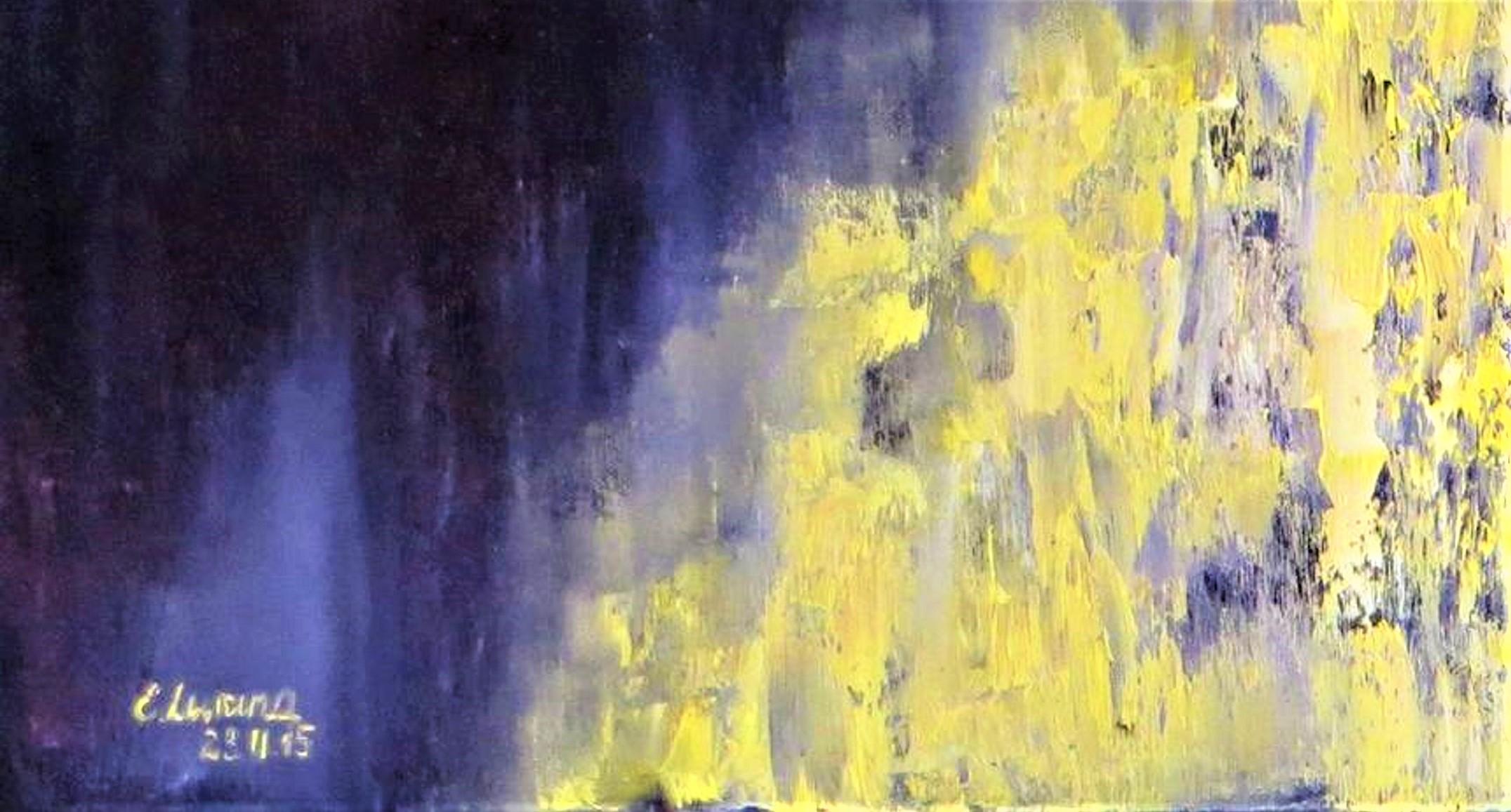 Gelbe Rose (Schwarz), Interior Painting, von Elena Lukina