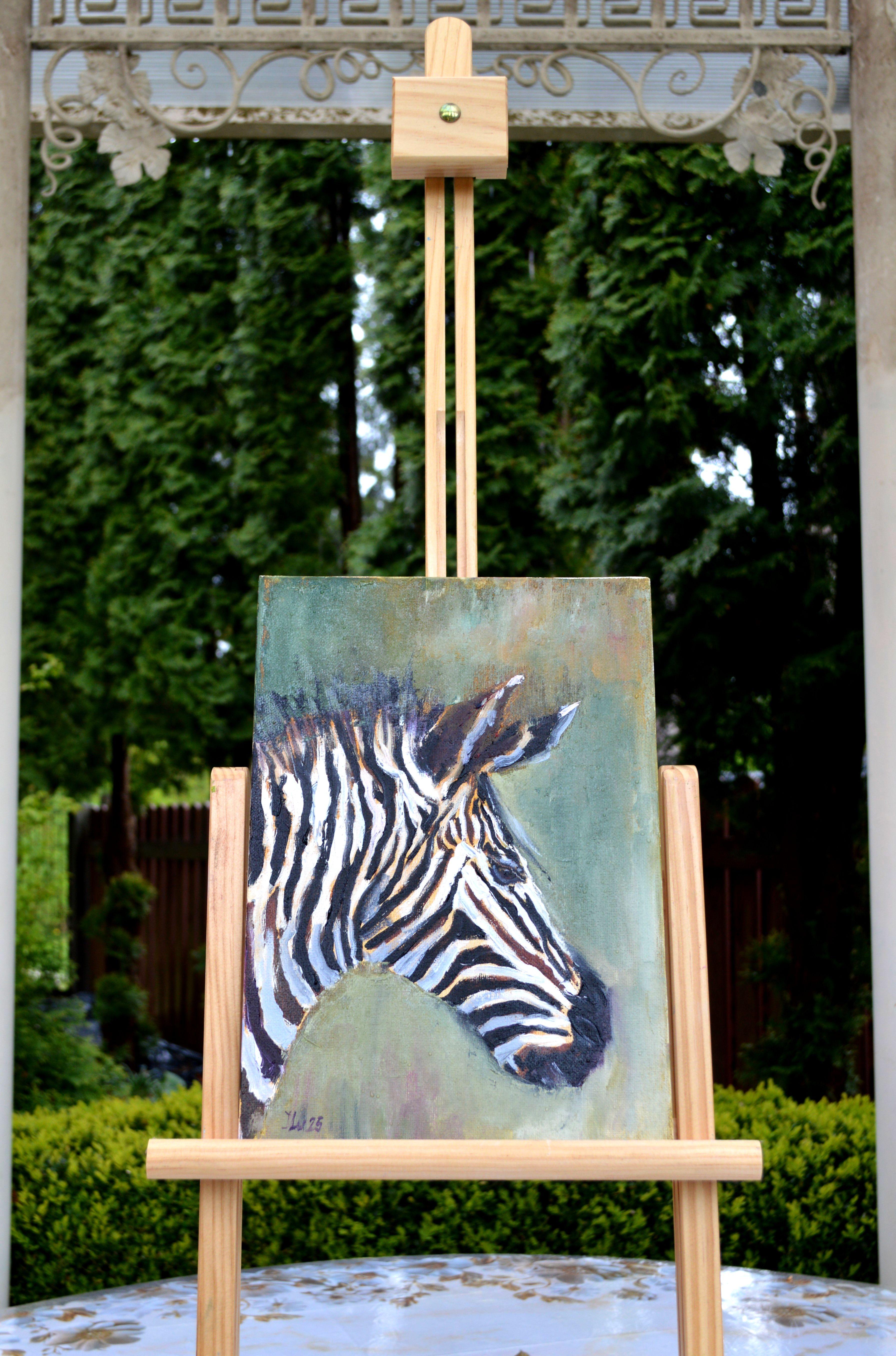 Zebra in profile - Painting by Elena Lukina