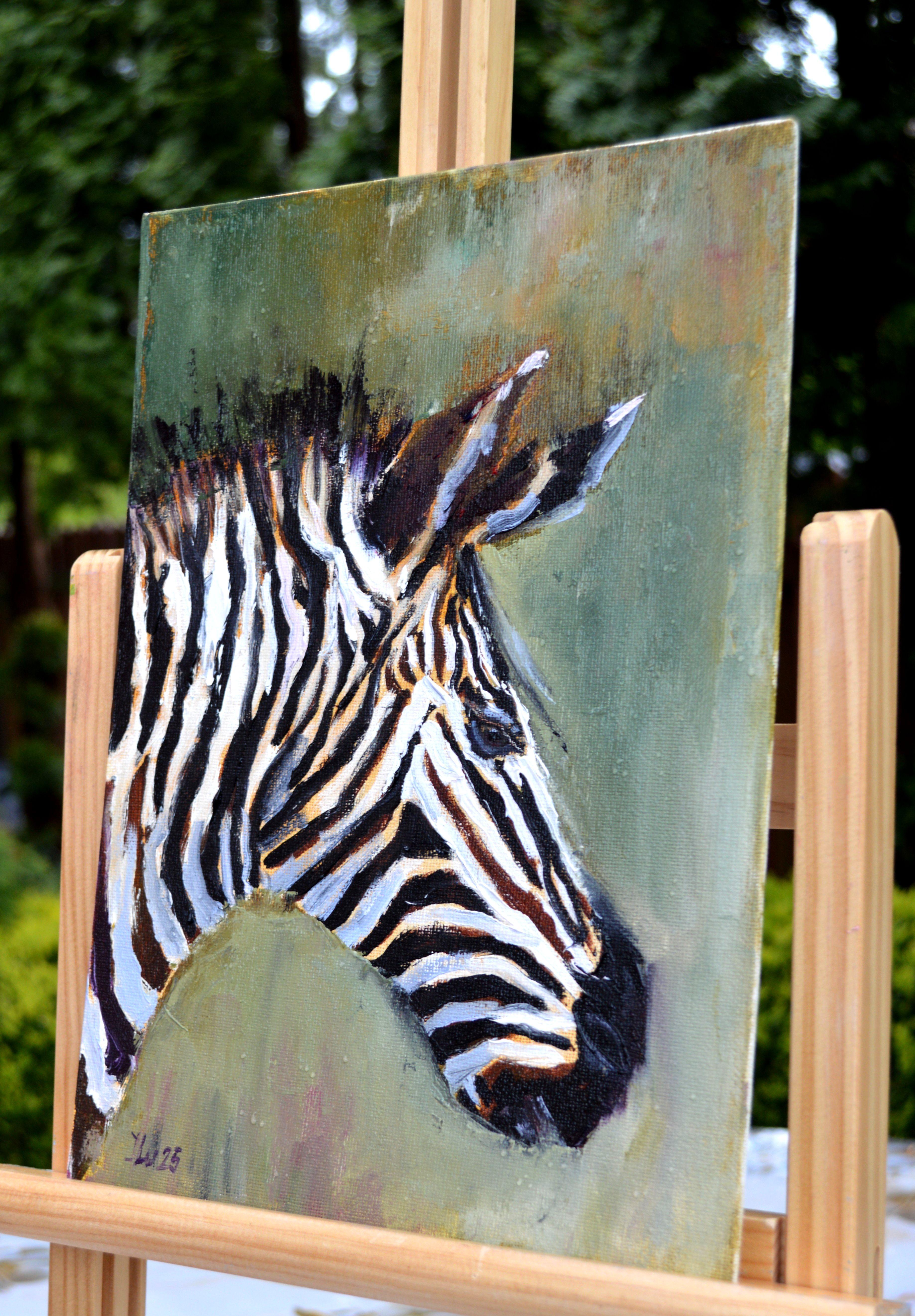 In this expressionistic oil painting, I captured the intricate lines and soulful demeanor of a zebra, employing a palette that evokes a sense of both vintage and timelessness. With each brushstroke, I aimed to convey the resilience and elegance of