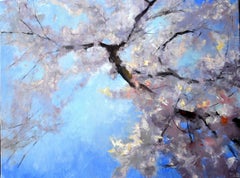 Peinture - arbre en fleurs, huile sur toile