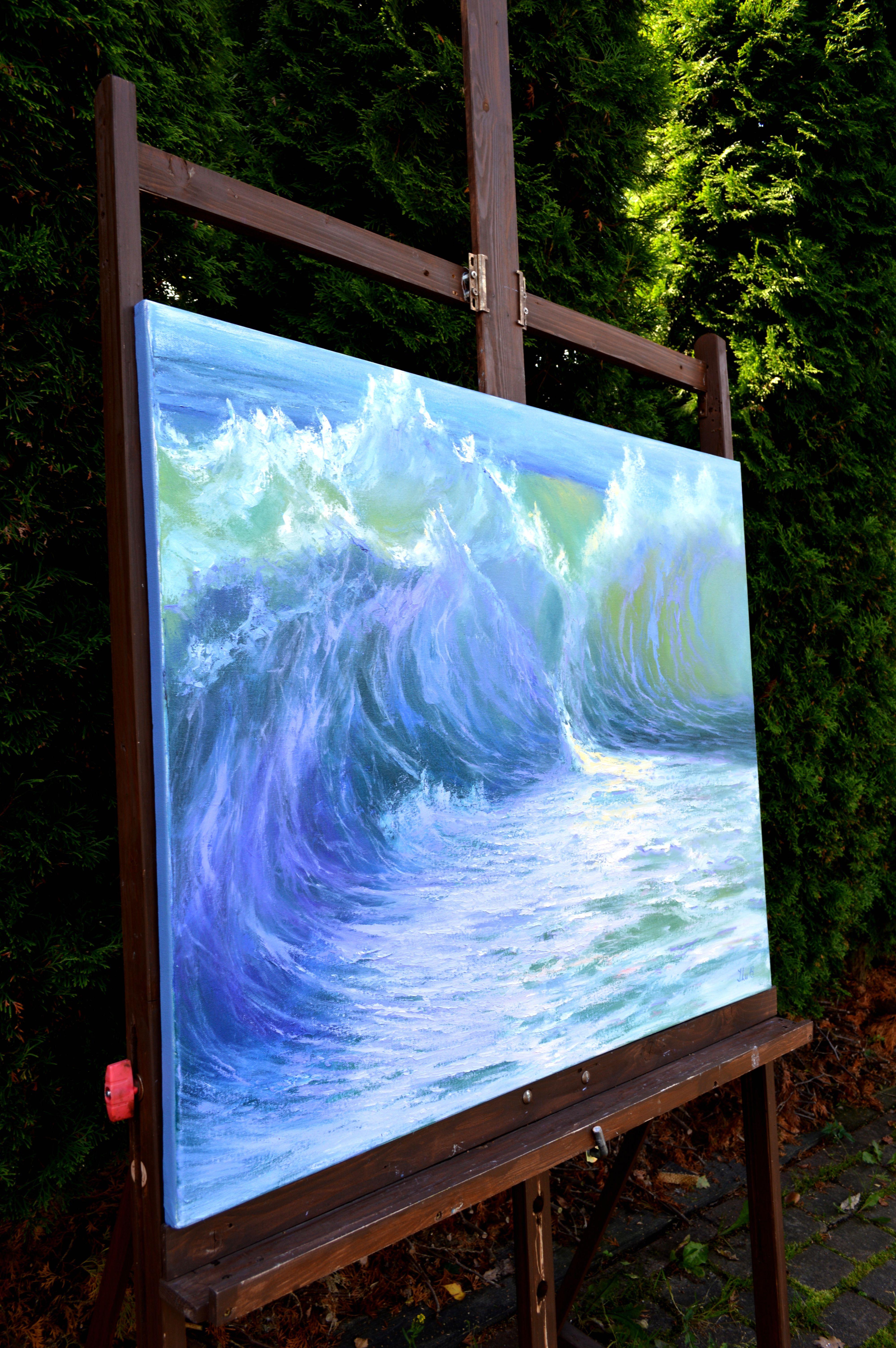 Cascading Waves of the Caribbean, Painting, Oil on Canvas For Sale 2
