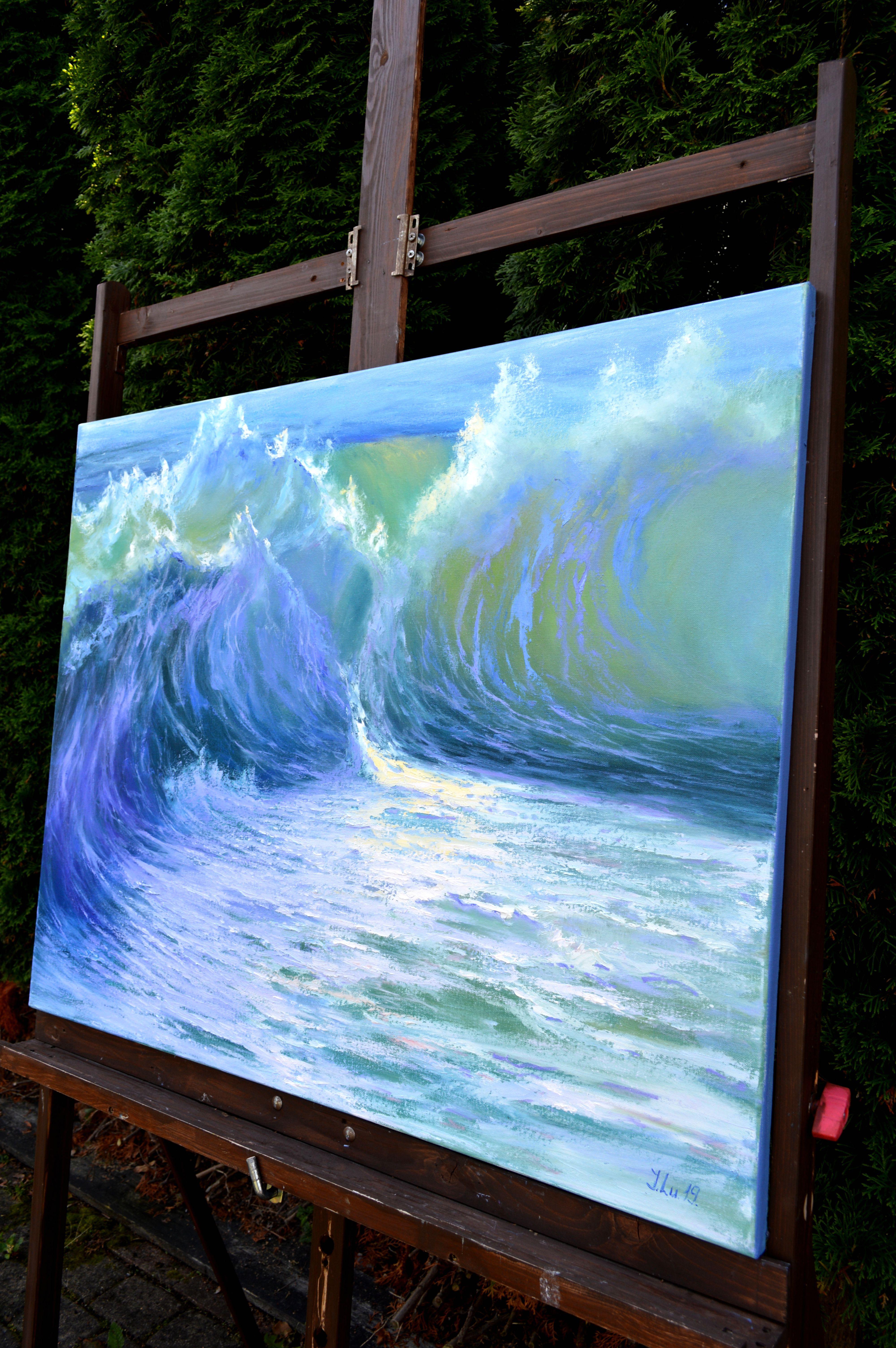 Cascading Waves of the Caribbean, Painting, Oil on Canvas For Sale 3