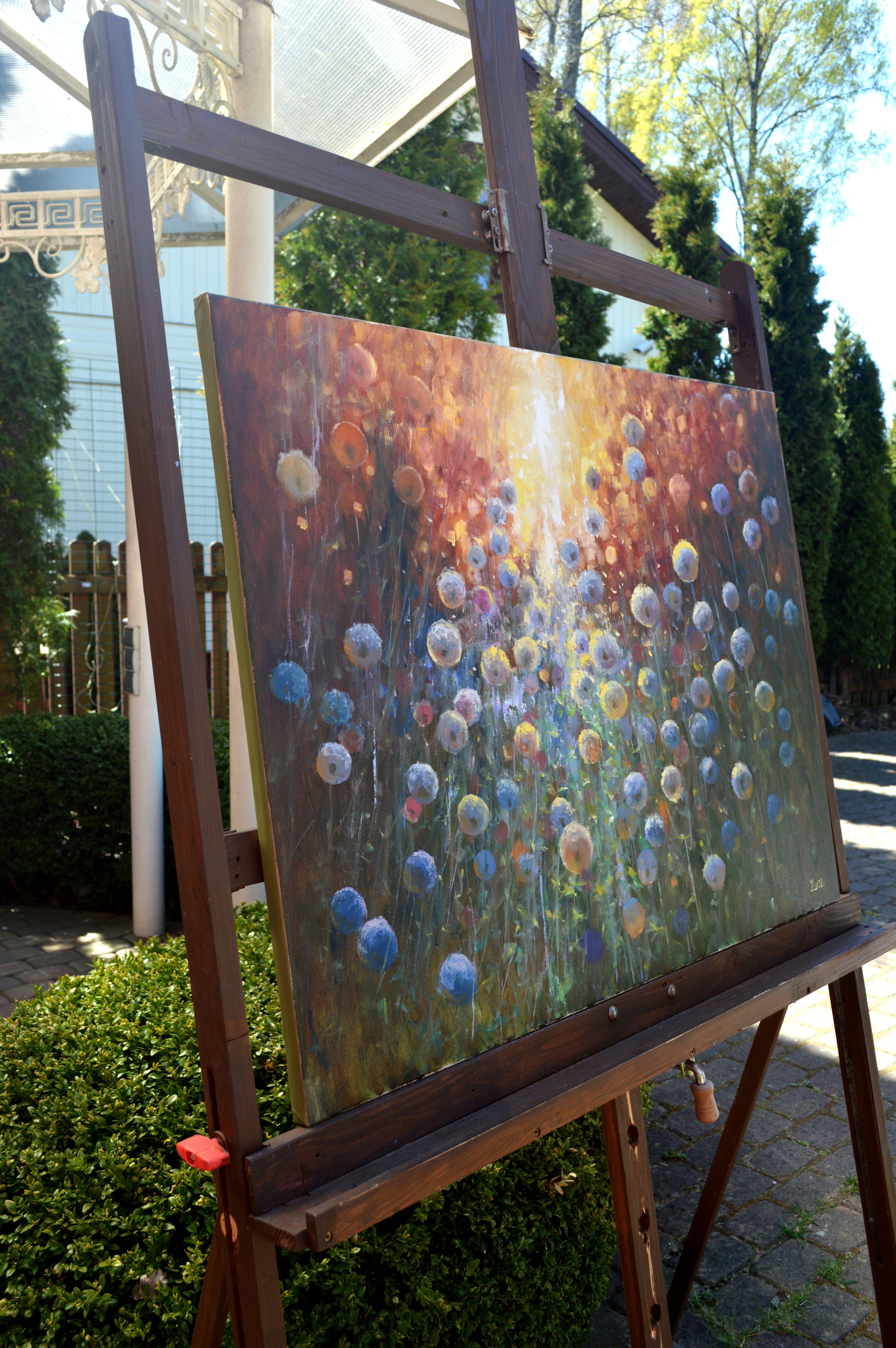 Dandelions bei Sonnenaufgang, Gemälde, Öl auf Leinwand im Angebot 1