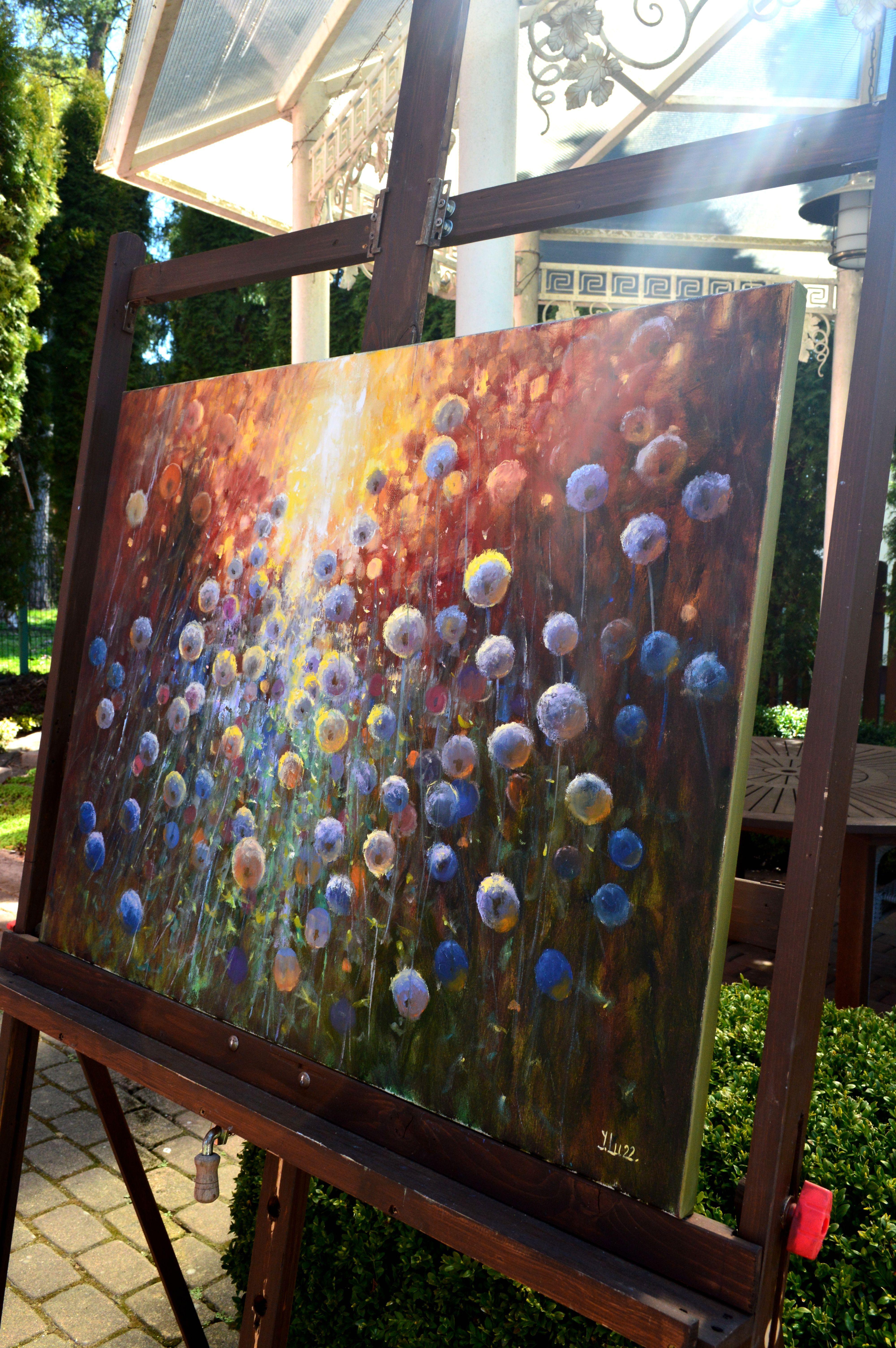 Dandelions bei Sonnenaufgang, Gemälde, Öl auf Leinwand im Angebot 2