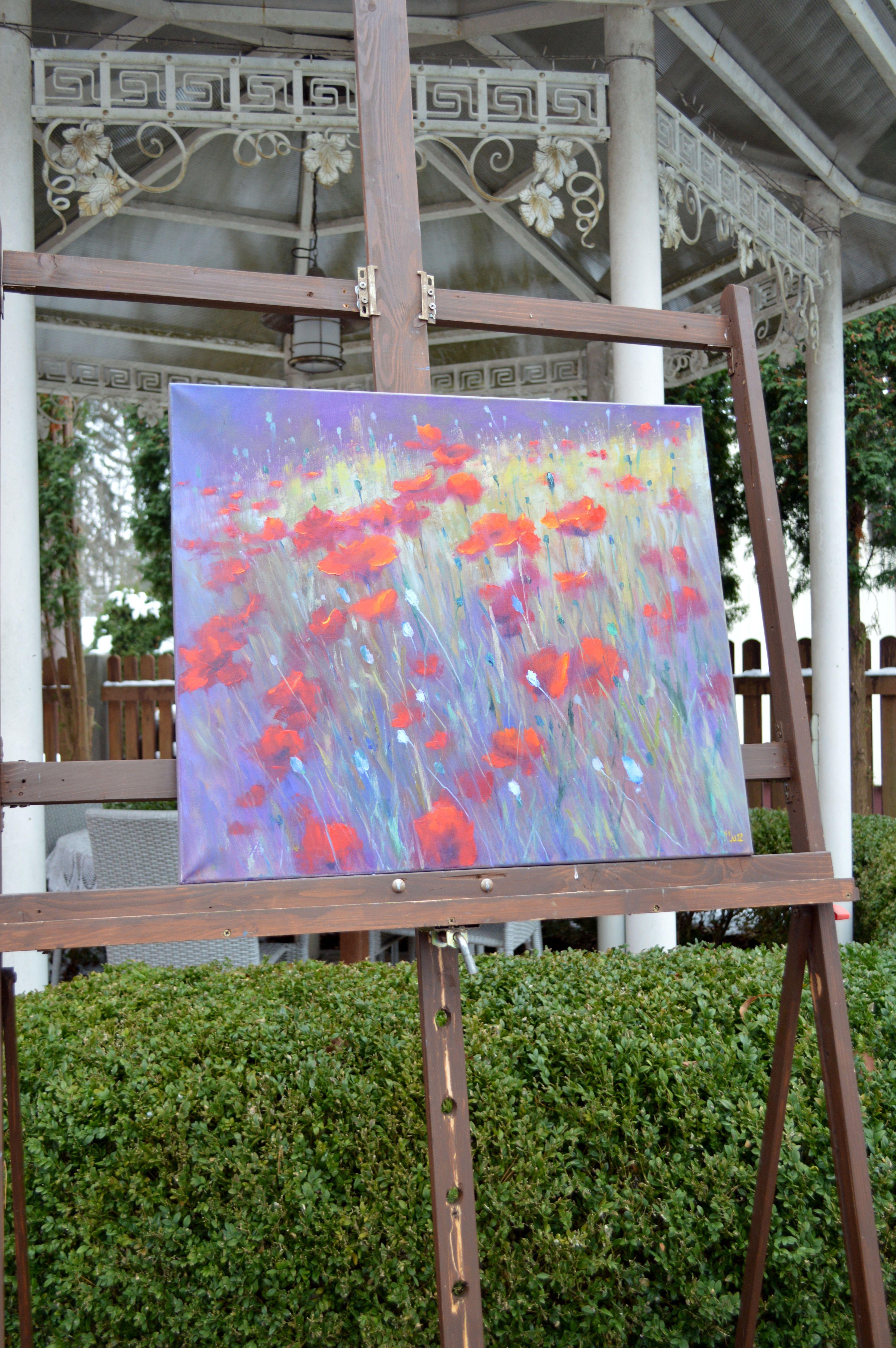 Field poppies, Painting, Oil on Canvas For Sale 2