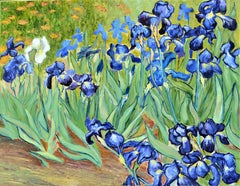 Irises inspirée par Van Gogh, peinture, huile sur toile