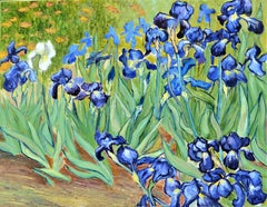 Irises inspired by Van Gogh, Painting, Oil on Canvas