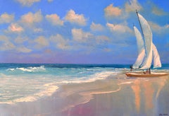 Meer. Segelboot, Gemälde, Öl auf Leinwand