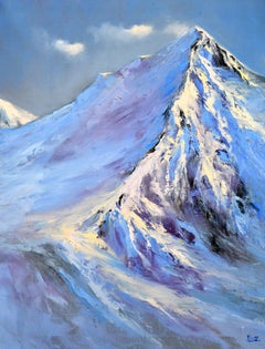 Snow peaks, Painting, Oil on Canvas