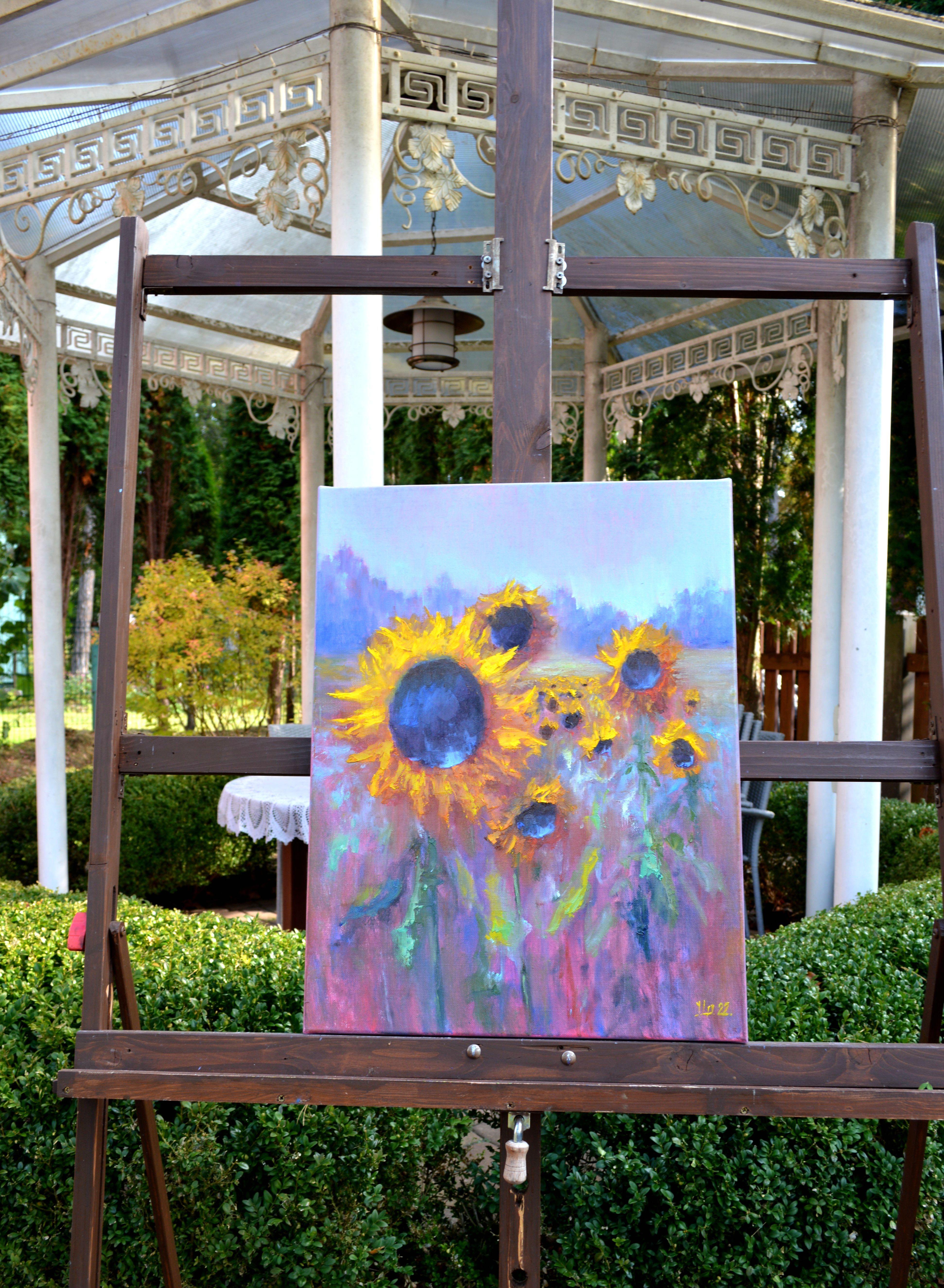 La hora del girasol, Pintura, Óleo sobre lienzo en venta 2