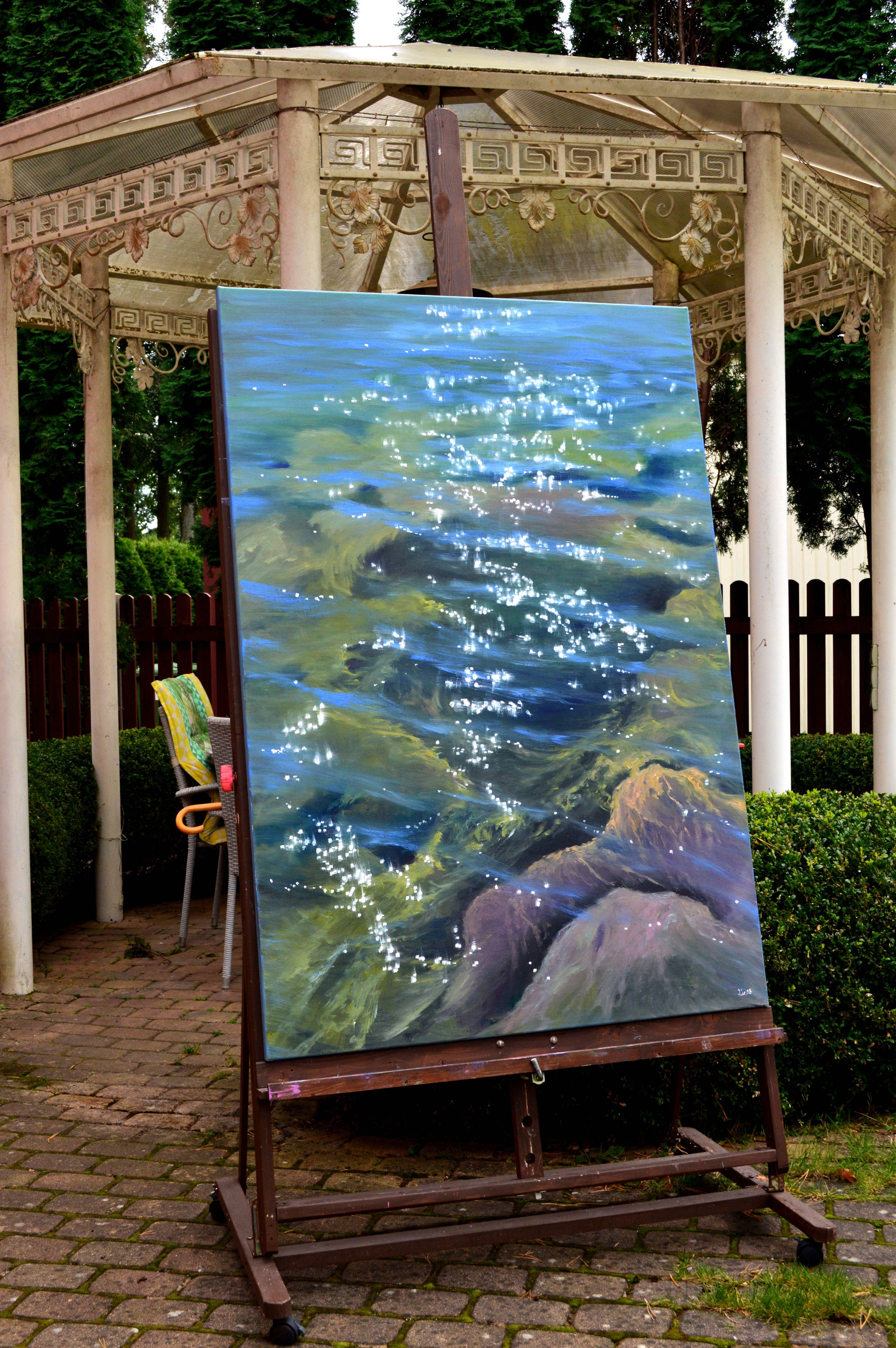 Transparentes Wasser, Gemälde, Öl auf Leinwand im Angebot 1
