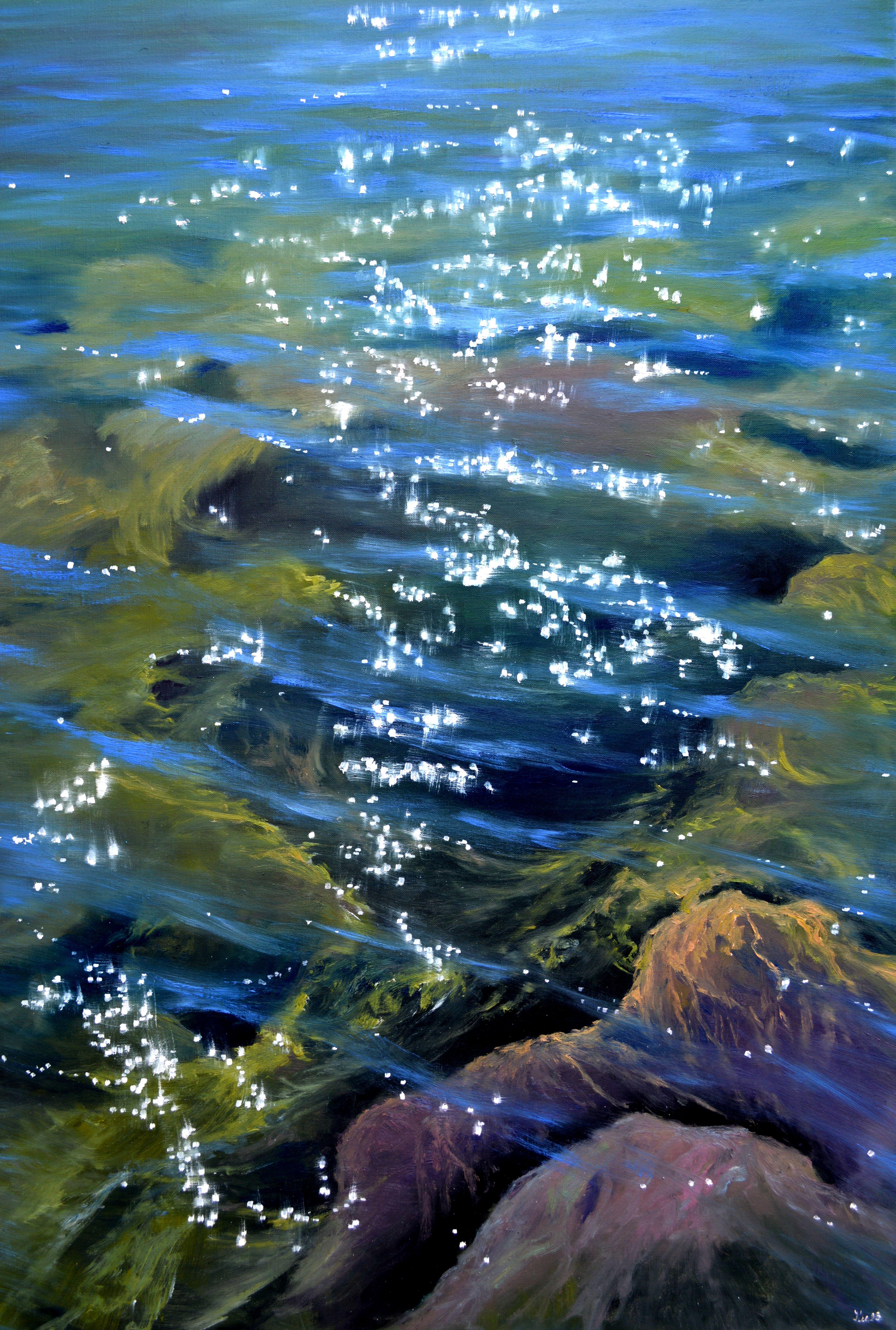Transparentes Wasser, Gemälde, Öl auf Leinwand – Painting von Elena  Lukina