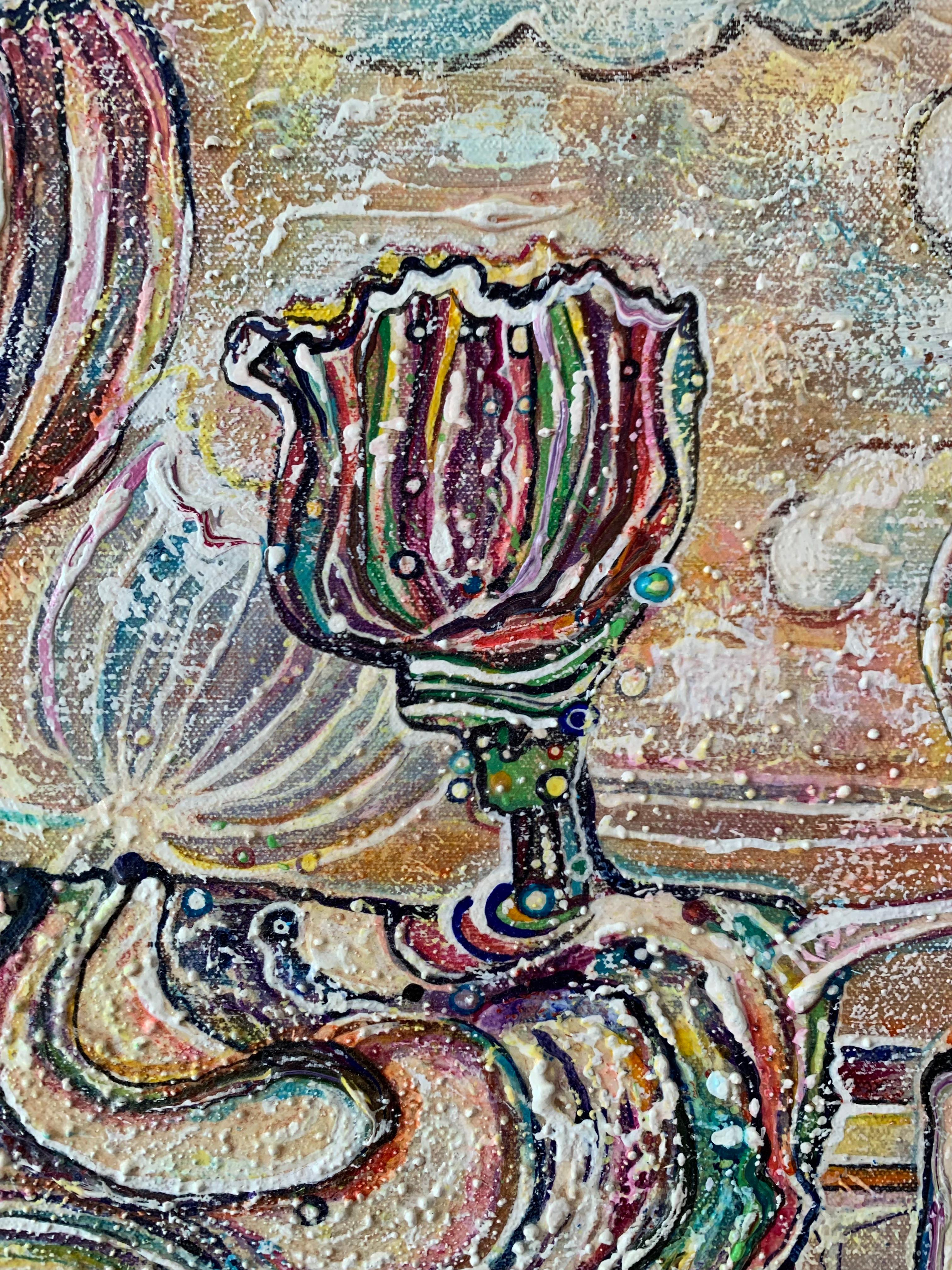 Abstraktes Acrylgemälde „Flower Train“ 24