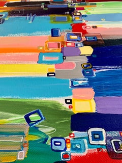 "Kvadratiki" Abstract Acrylic Painting 31.5" x 31.5" inch by Elena Lyapina