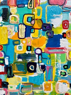 "Quadro Twins" Abstract Acrylic Painting 27.5" x 27.5" inch by Elena Lyapina