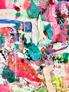 "Think Pink" Abstract Acrylic Painting 35.5" x 47" inch by Elena Lyapina
