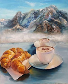 Breakfast in the sky - Peinture à l'huile d'Elena Mardashova - 2022
