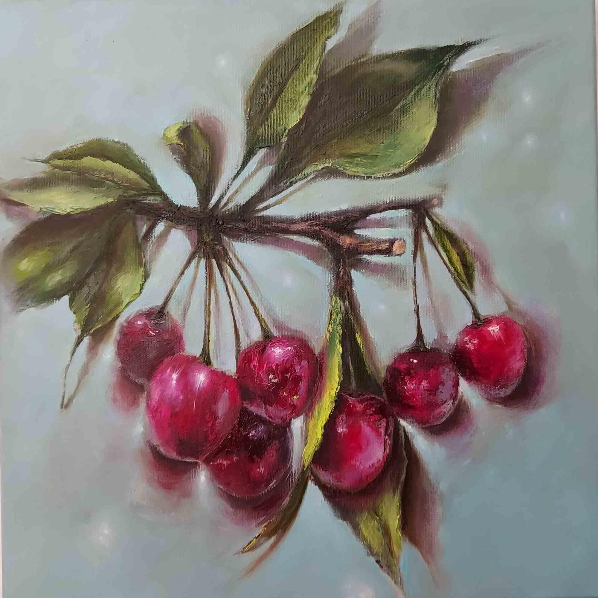 Cherries - Oil Painting by Elena Mardashova - 2021