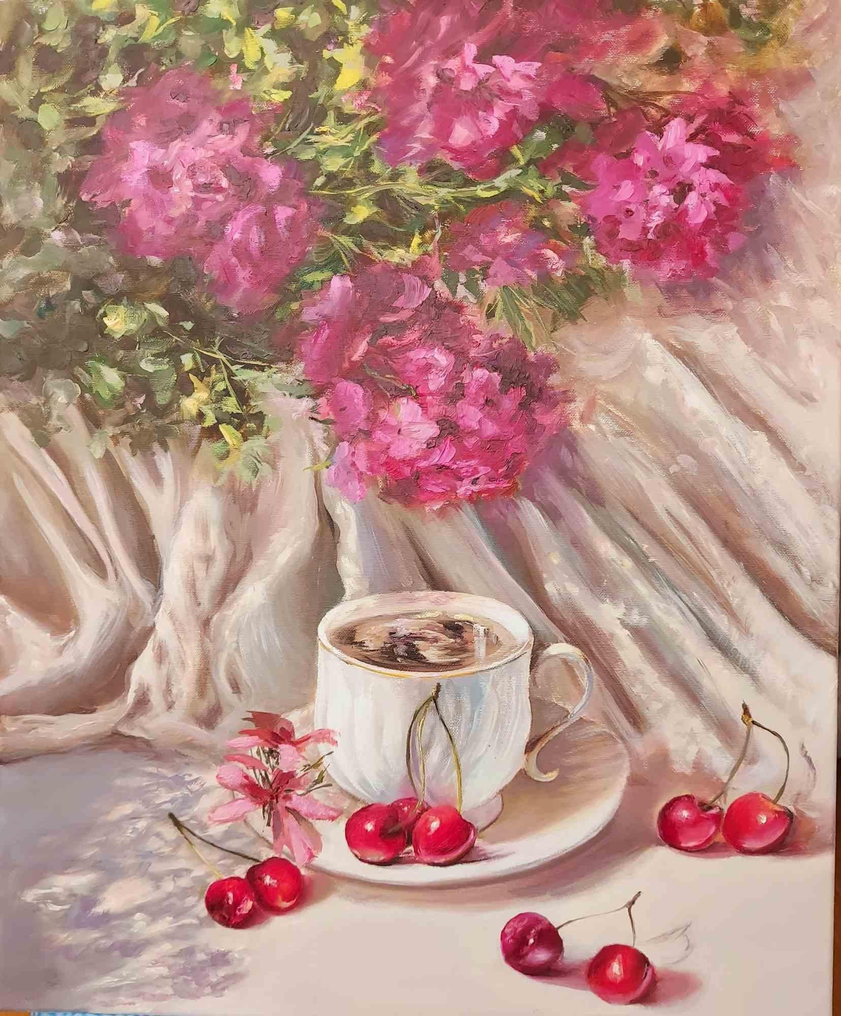La saison du cerisier - Peinture à l'huile d'Elena Mardashova - 2022