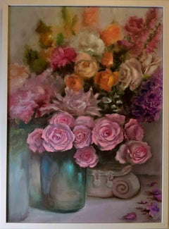 Colorful Roses - Oil Painting by Elena Mardashova - 2020