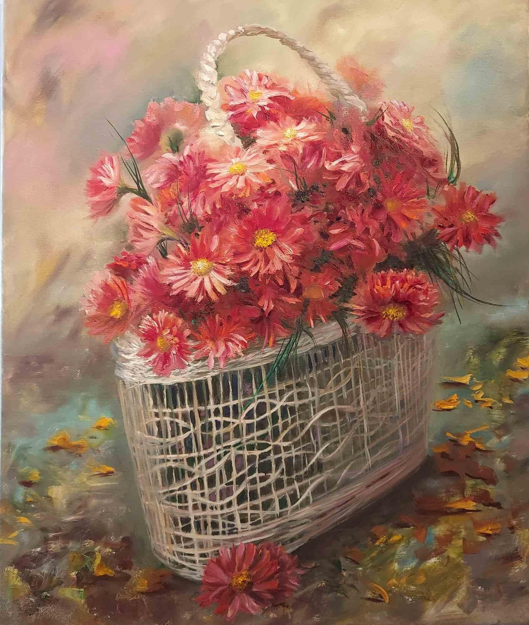 Coral Flowers - Oil Paint by Elena Mardashova - 2023