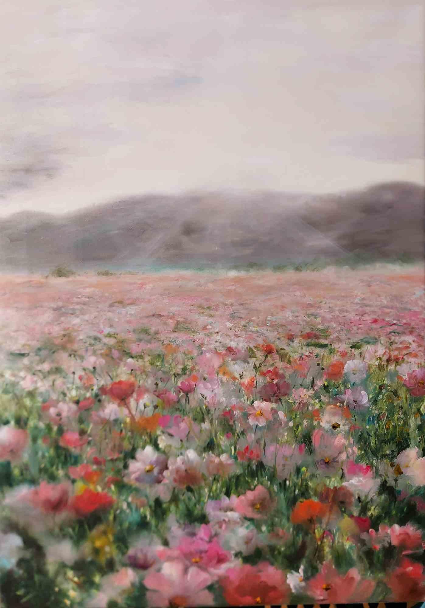 field of roses painting