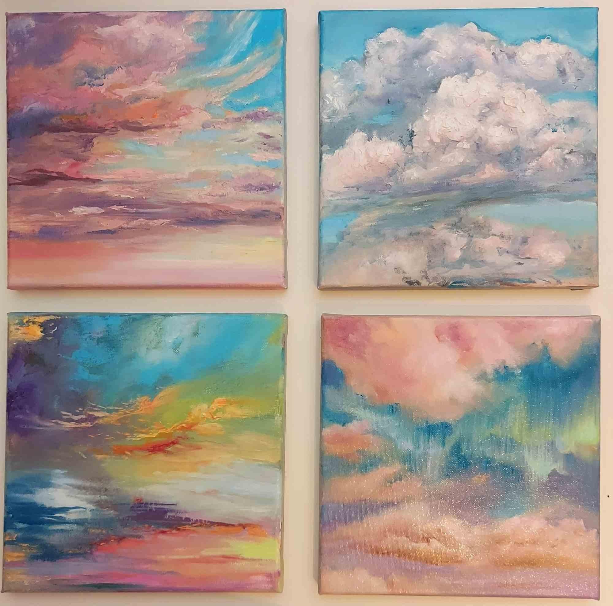 Oil painting on canvas realized by Elena Mardashova, 40x40 cm, consists of 4 separate canvases (20x20 cm each). Realized in 2022.

Excellent condition.