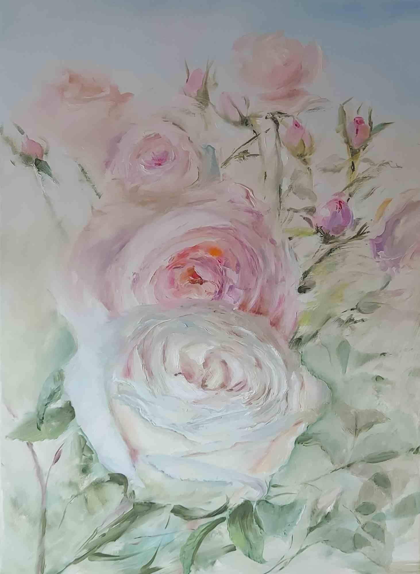 Roses pâles - Peinture à l'huile d'Elena Mardashova - 2021