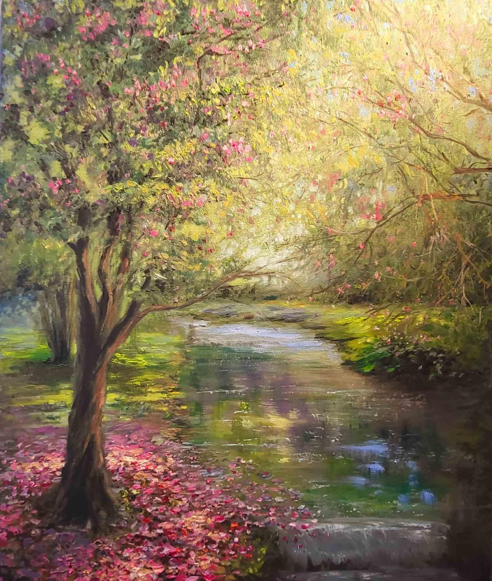 "Spring in forest", oil painting on canvas 60 x 50 cm. 2023. 
