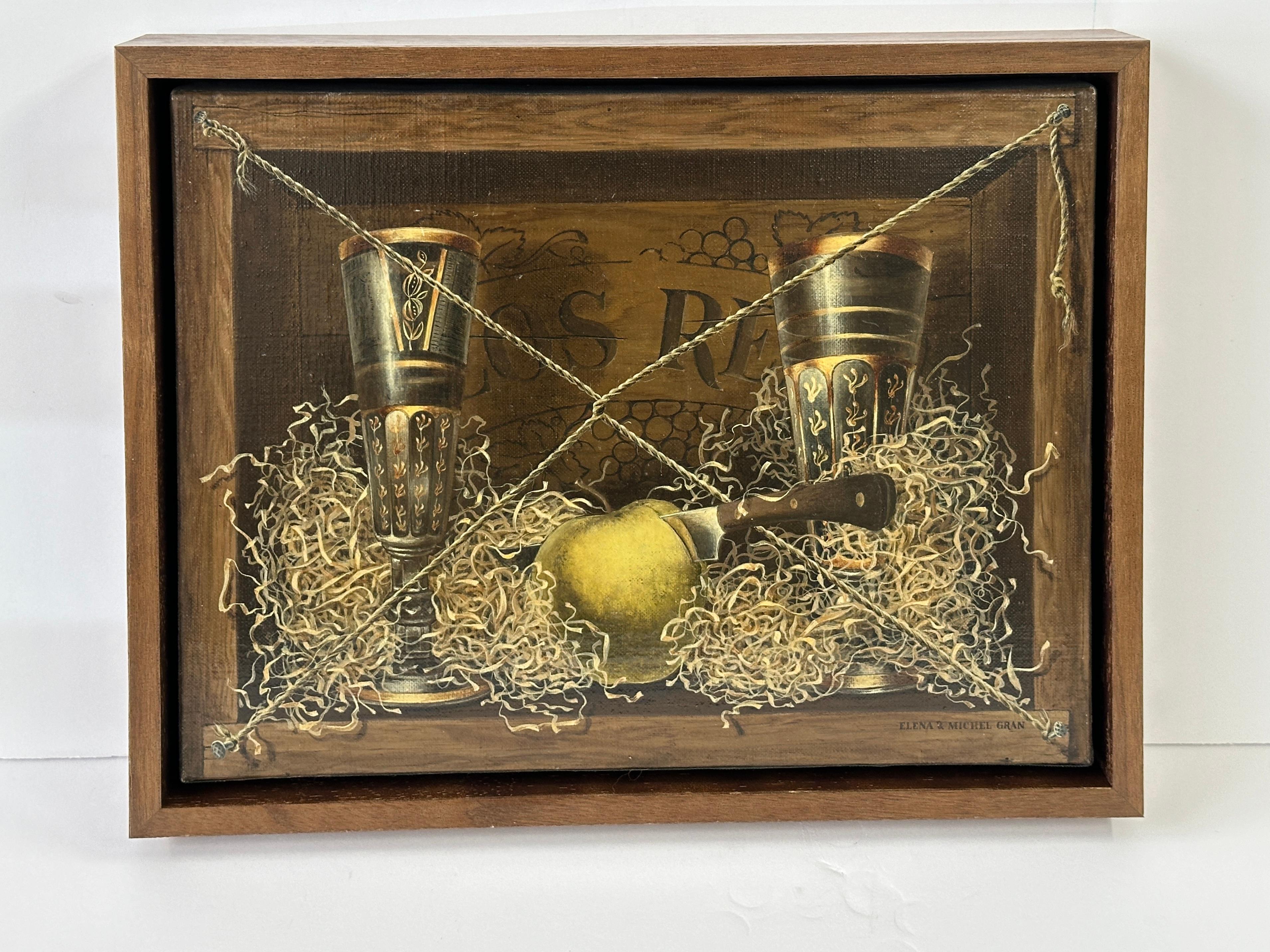 Elena & Michel Gran Trompe L'Oeil Stillleben (Handbemalt) im Angebot